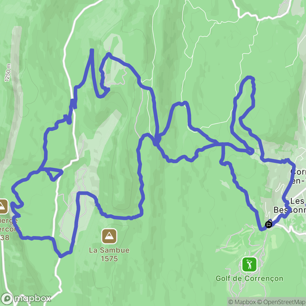 Corrençon-en-Vercors : carte du parcours de randonnée - France