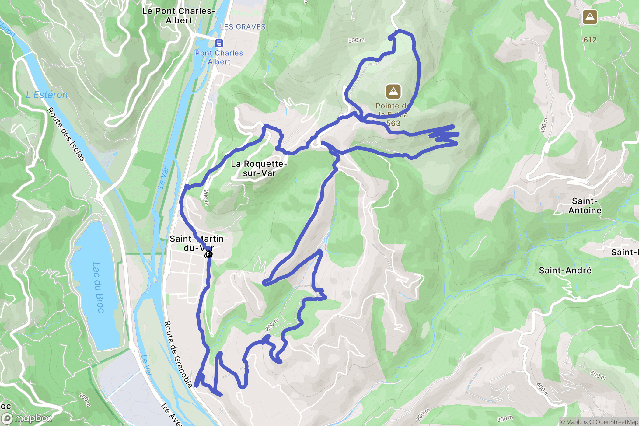Saint-Martin-du-Var : carte du parcours de randonnée - France