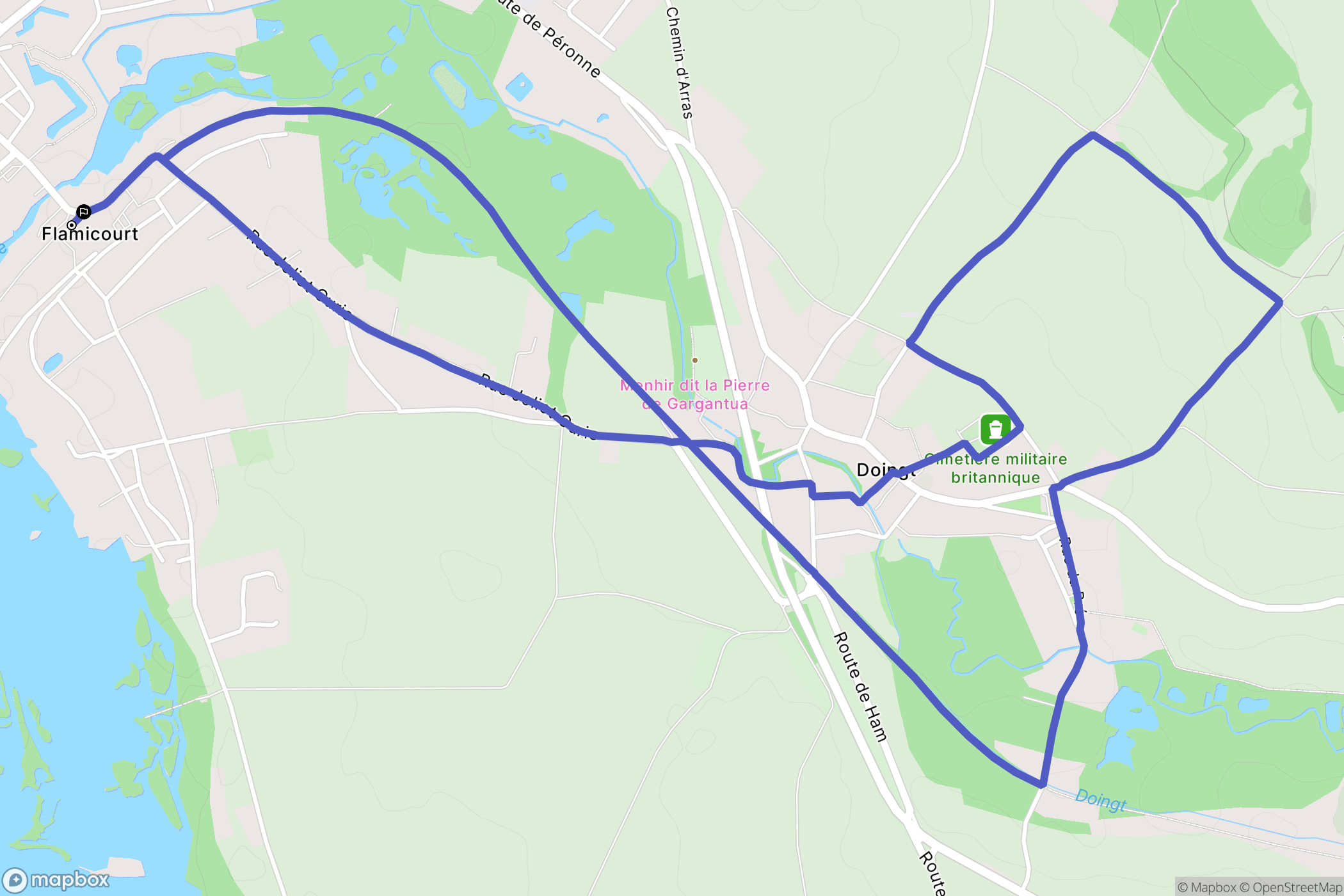 Doingt : carte du parcours de randonnée - France