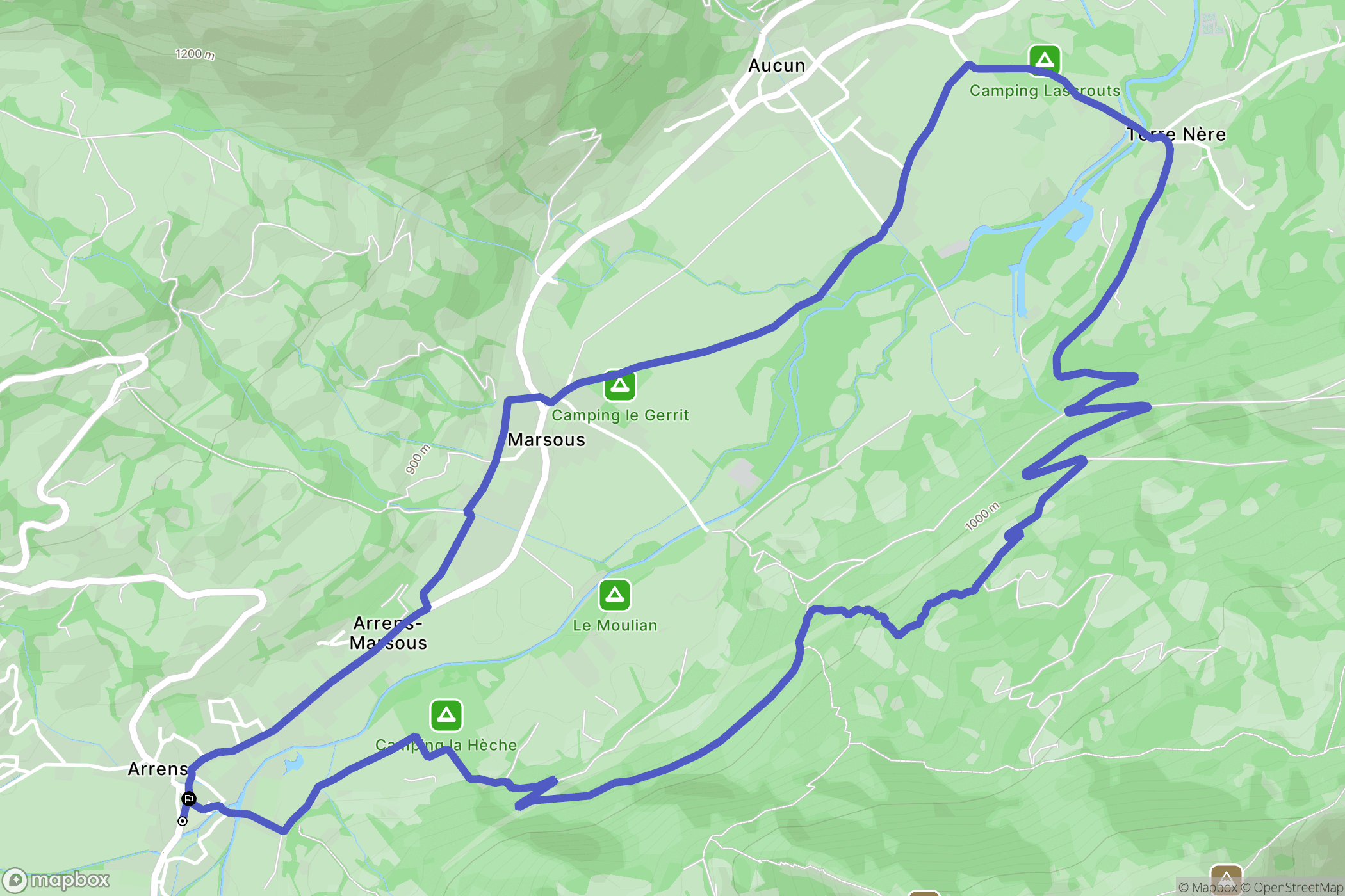 Arrens-Marsous : carte du parcours de randonnée - France