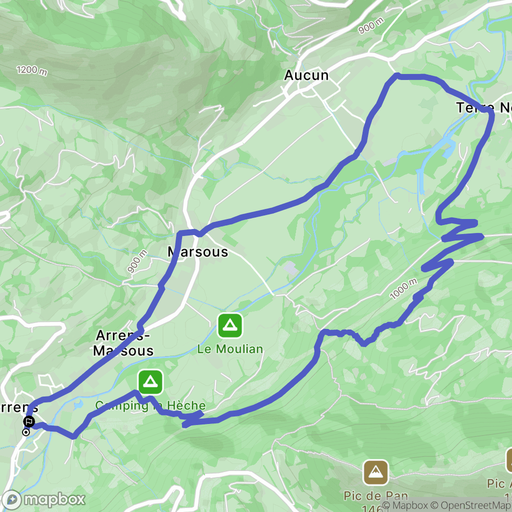 Arrens-Marsous : carte du parcours de randonnée - France