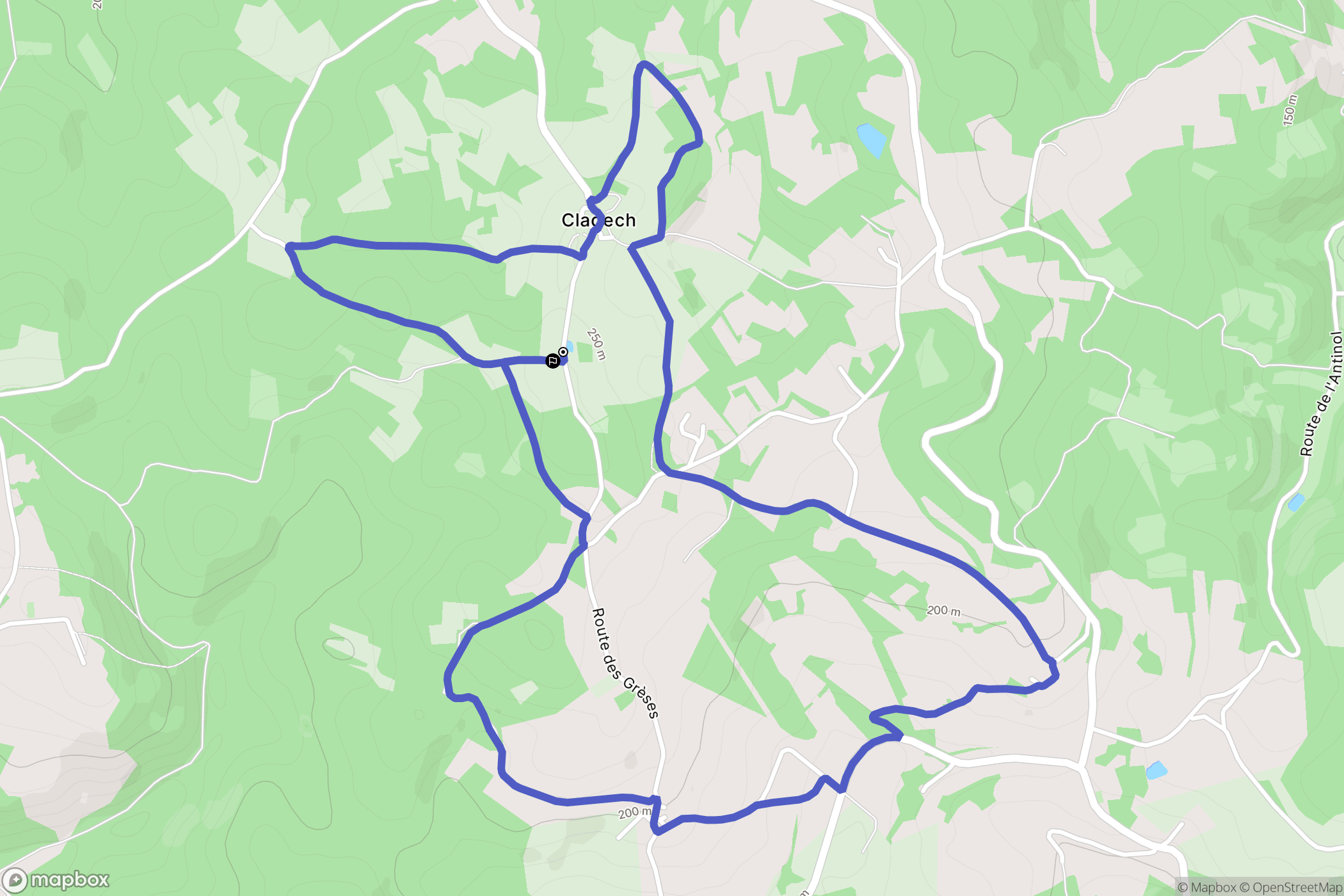 Cladech : carte du parcours de randonnée - France