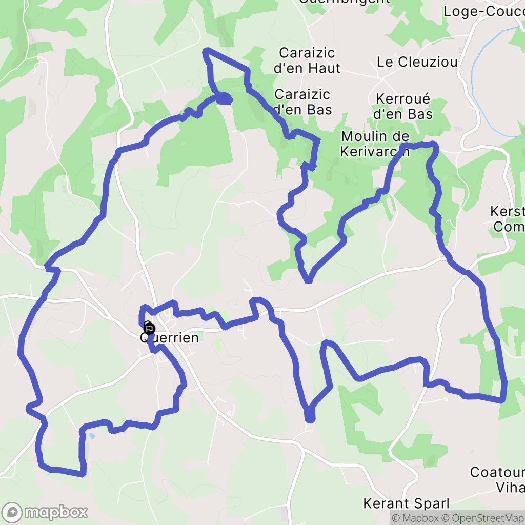 Querrien : carte du parcours de randonnée - France
