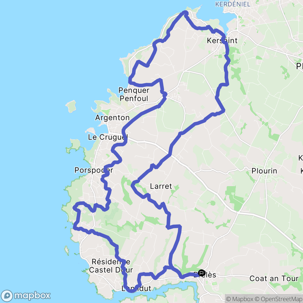 Brélès : carte du parcours de randonnée - France