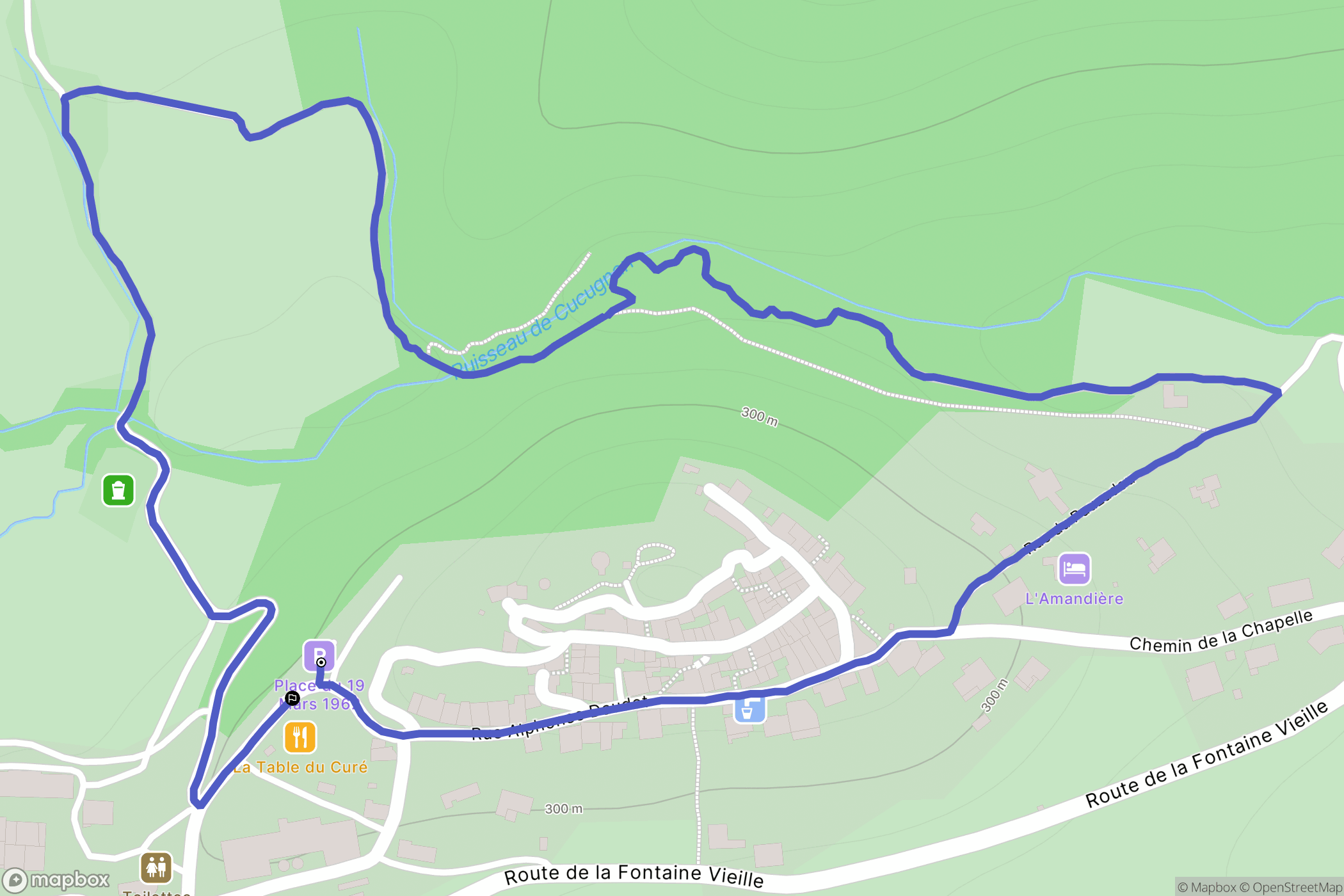 Cucugnan : carte du parcours de randonnée - France