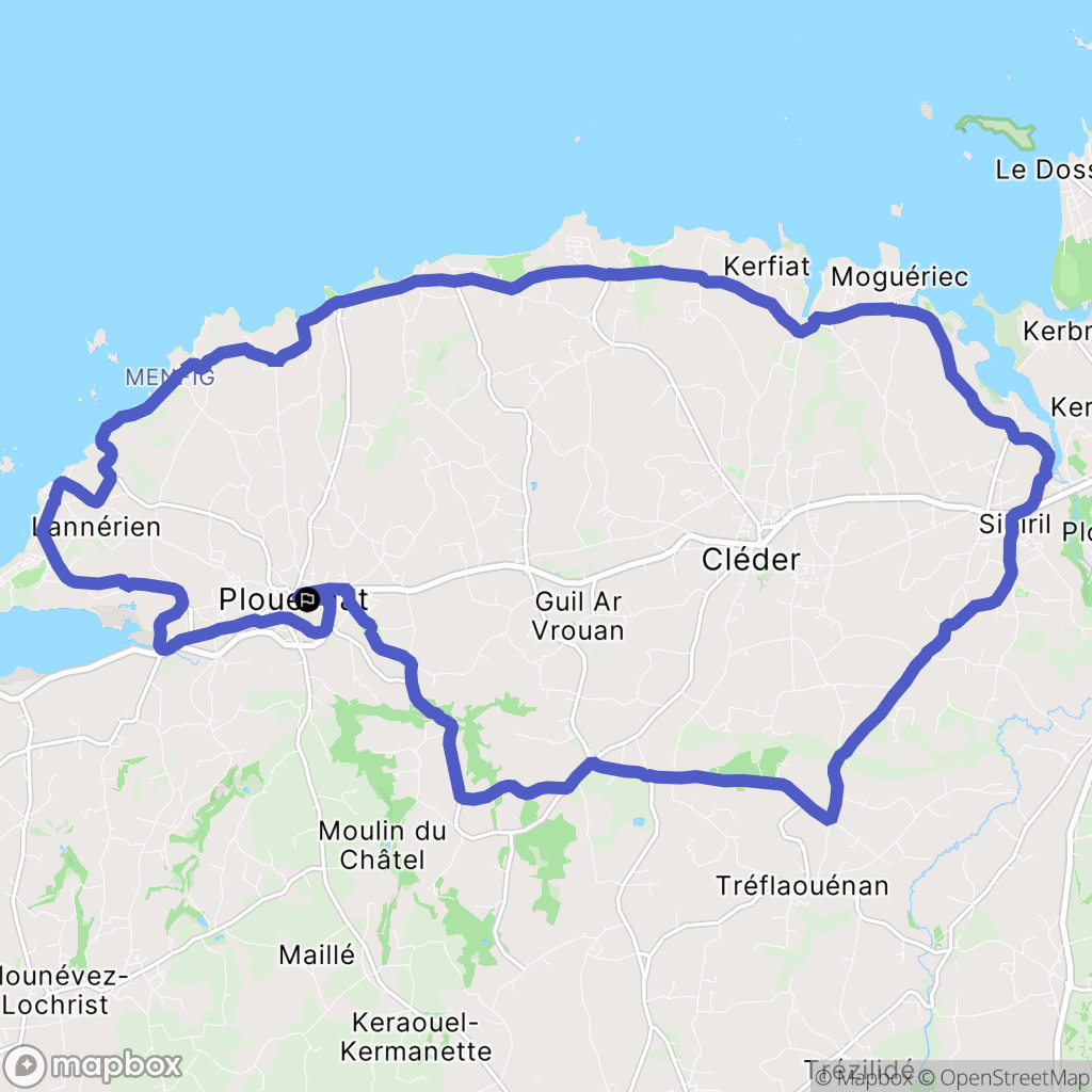 Plouescat : carte du parcours de randonnée - France