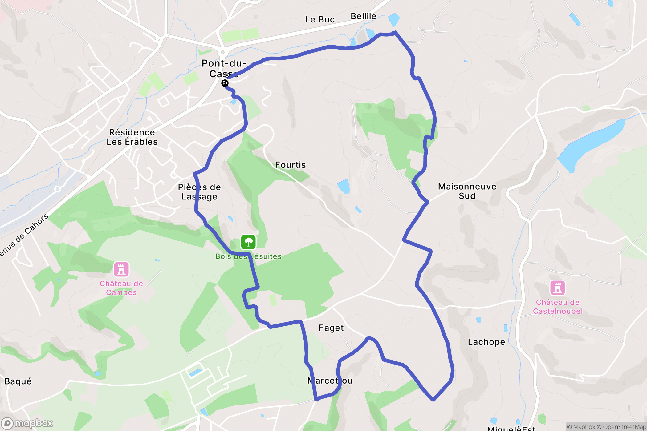 Pont-du-Casse : carte du parcours de randonnée - France
