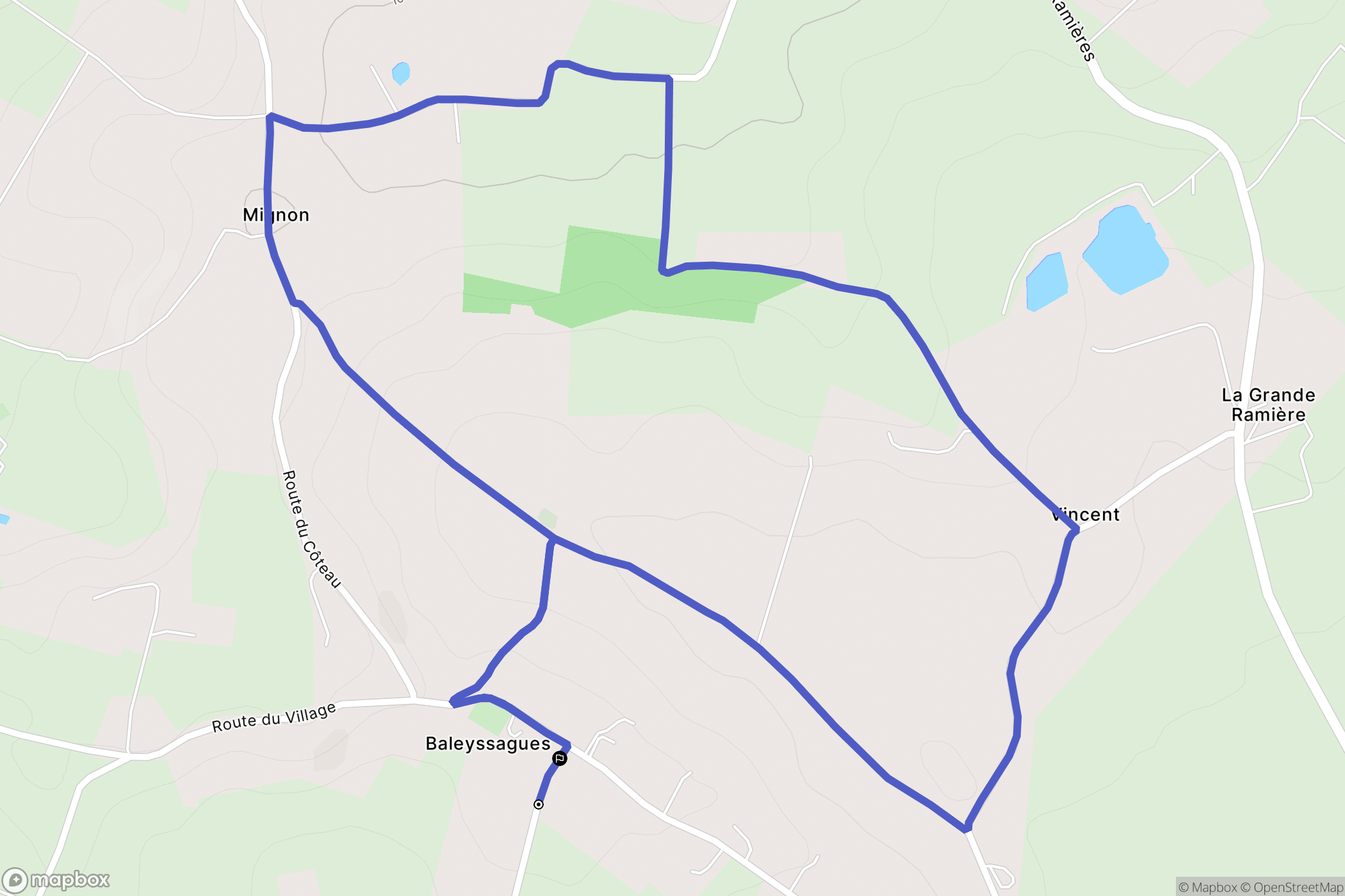 Baleyssagues : carte du parcours de randonnée - France