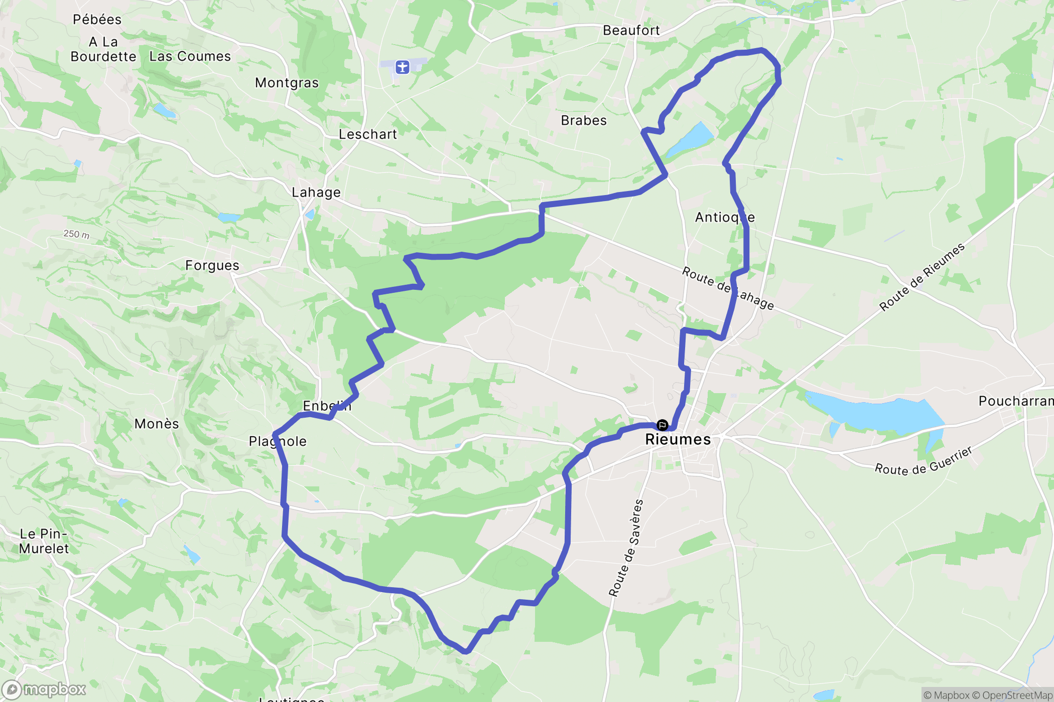Rieumes : carte du parcours de randonnée - France