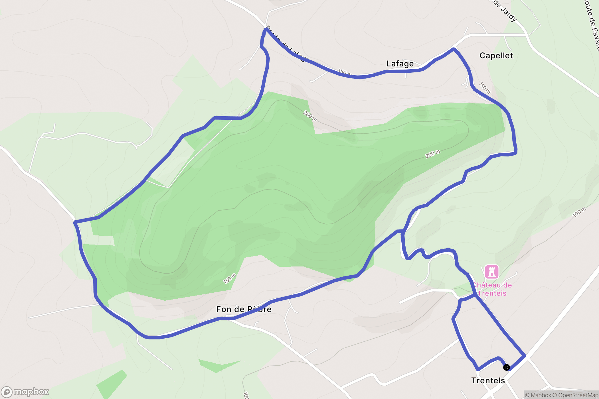 Trentels : carte du parcours de randonnée - France