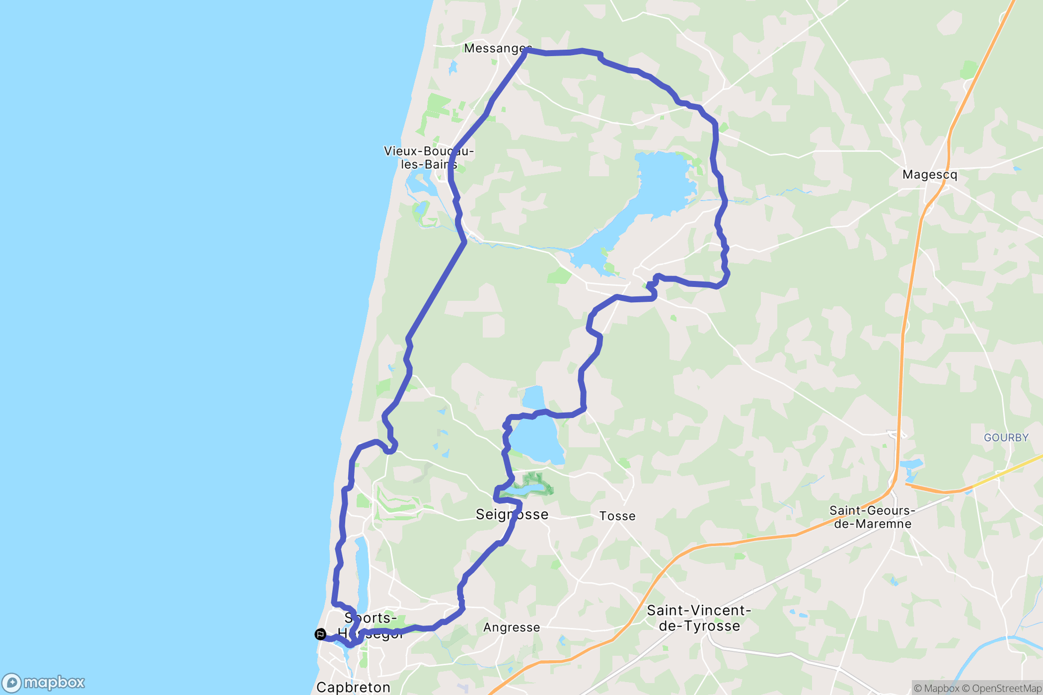 Capbreton : carte du parcours de randonnée - France