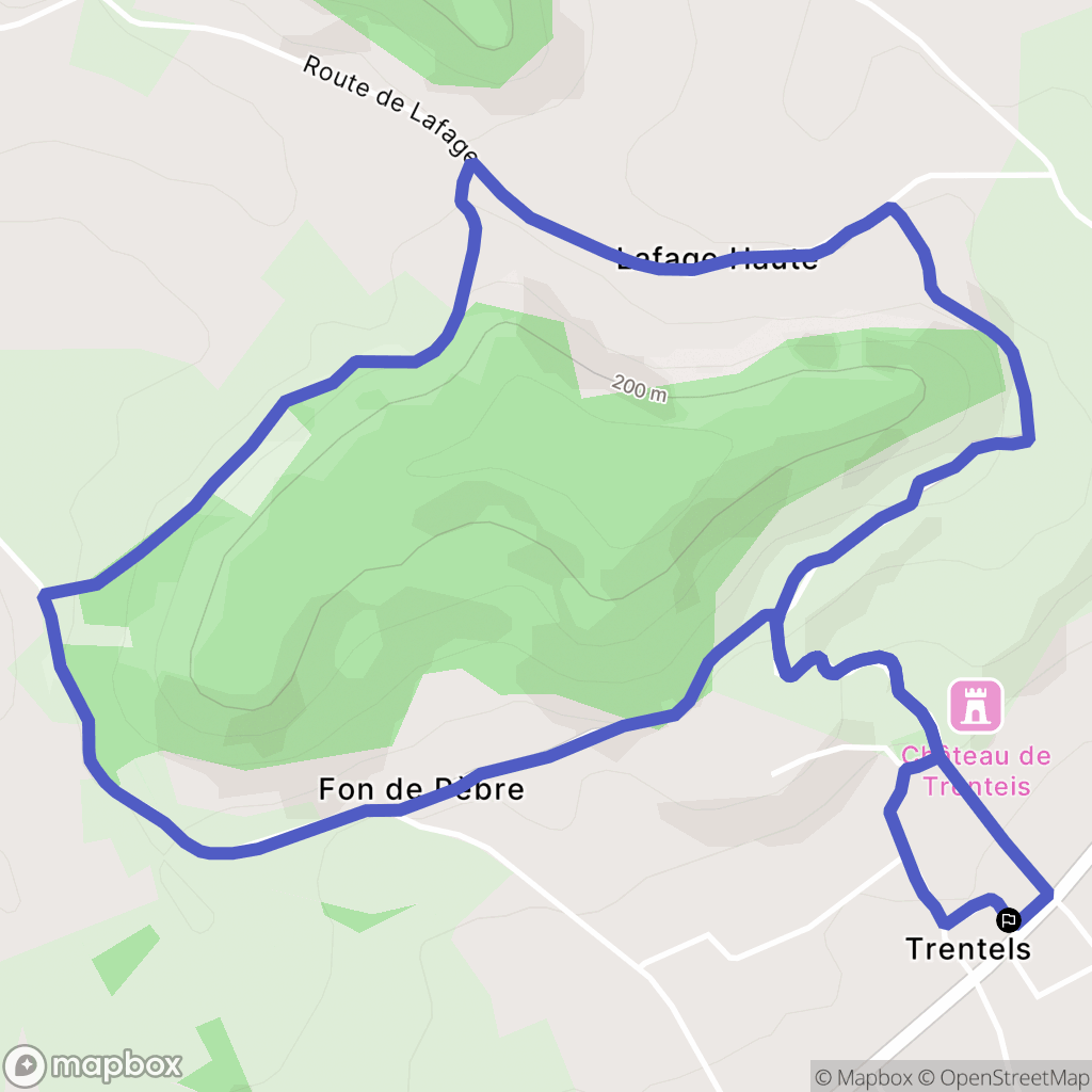 Trentels : carte du parcours de randonnée - France