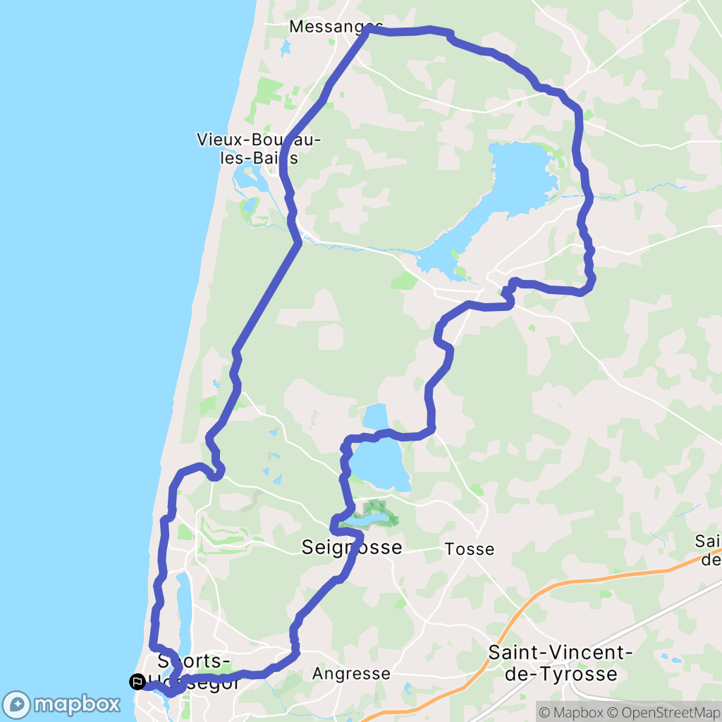 Capbreton : carte du parcours de randonnée - France