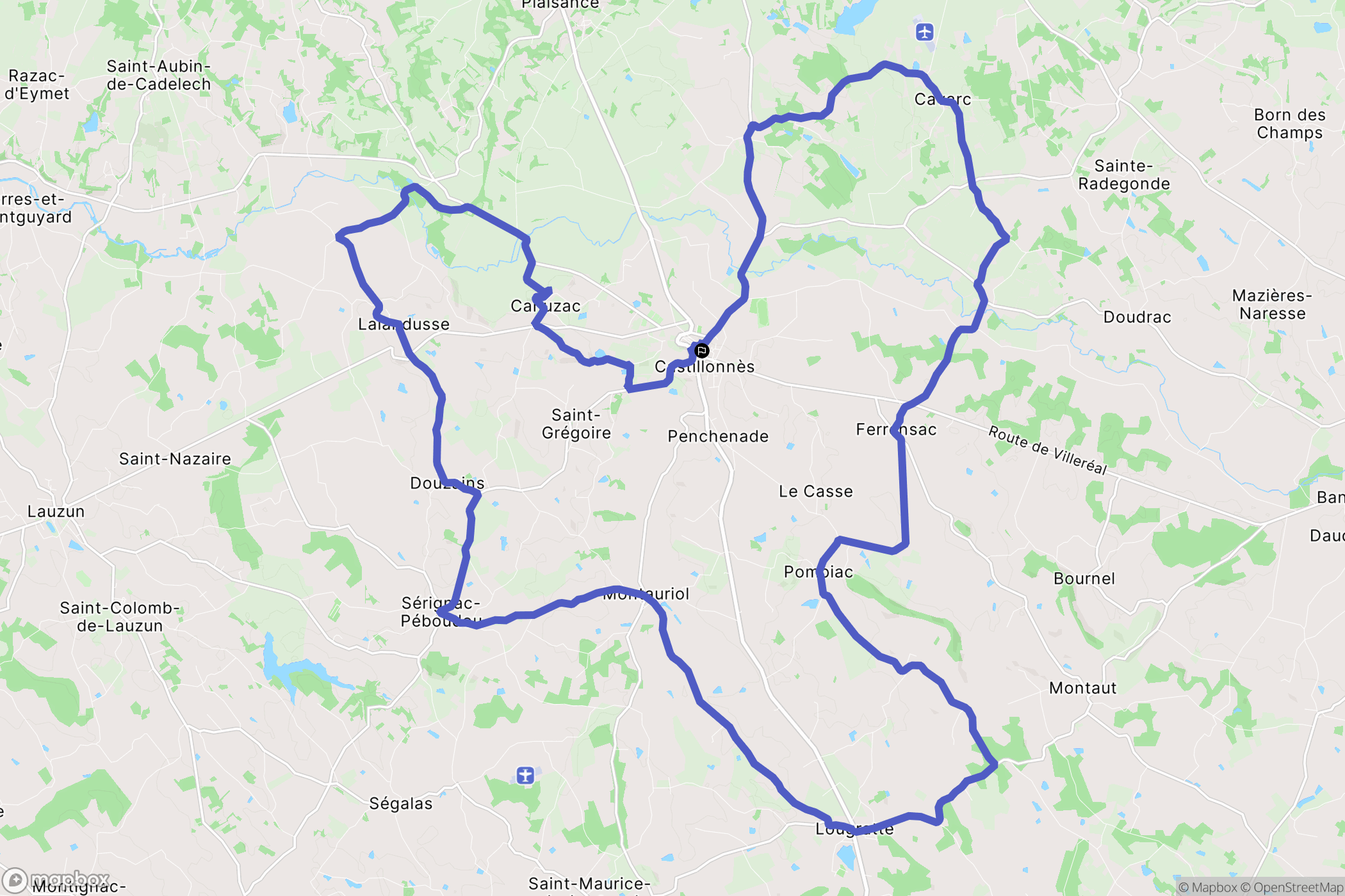 Castillonnès : carte du parcours de randonnée - France