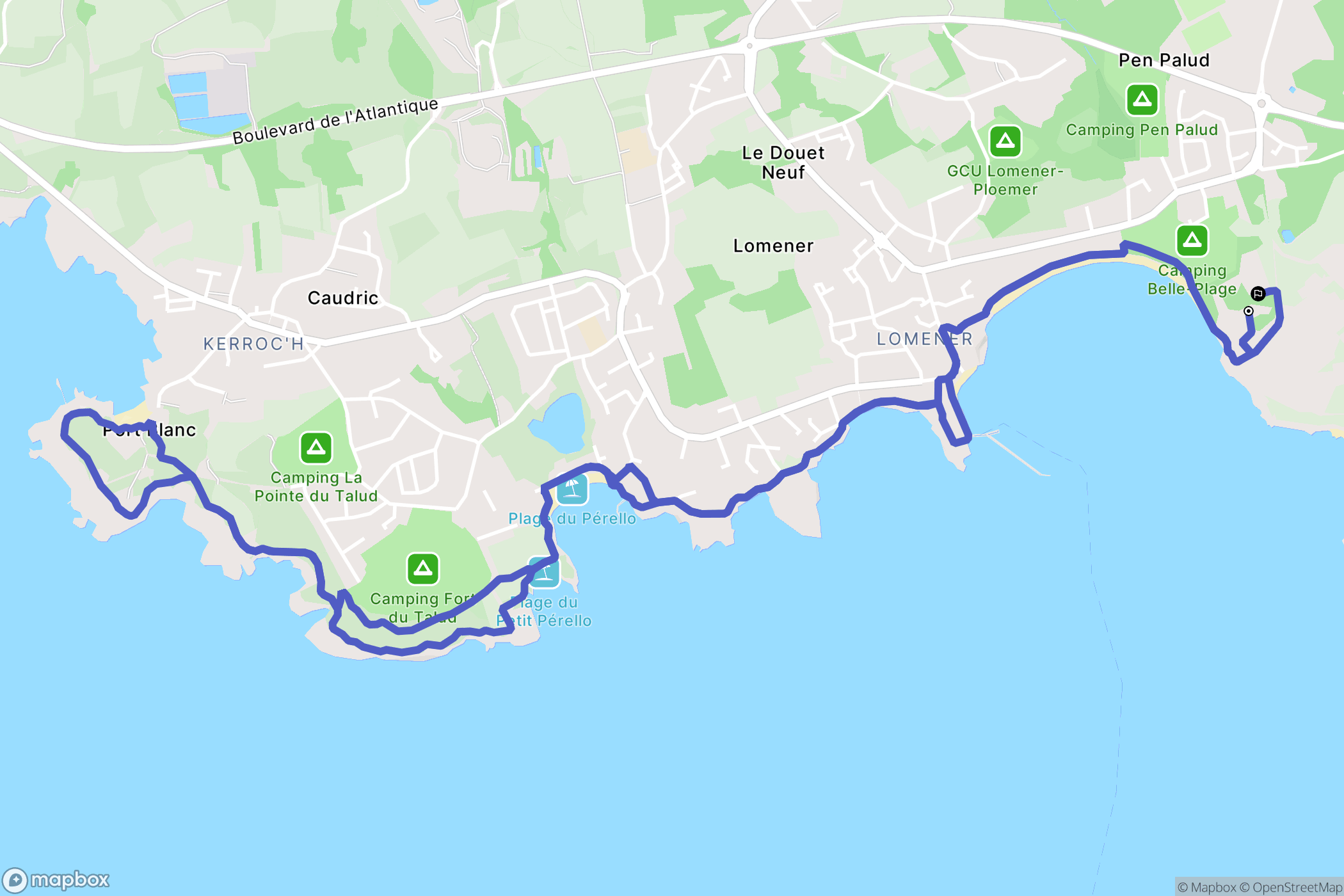 Ploemeur : carte du parcours de randonnée - France