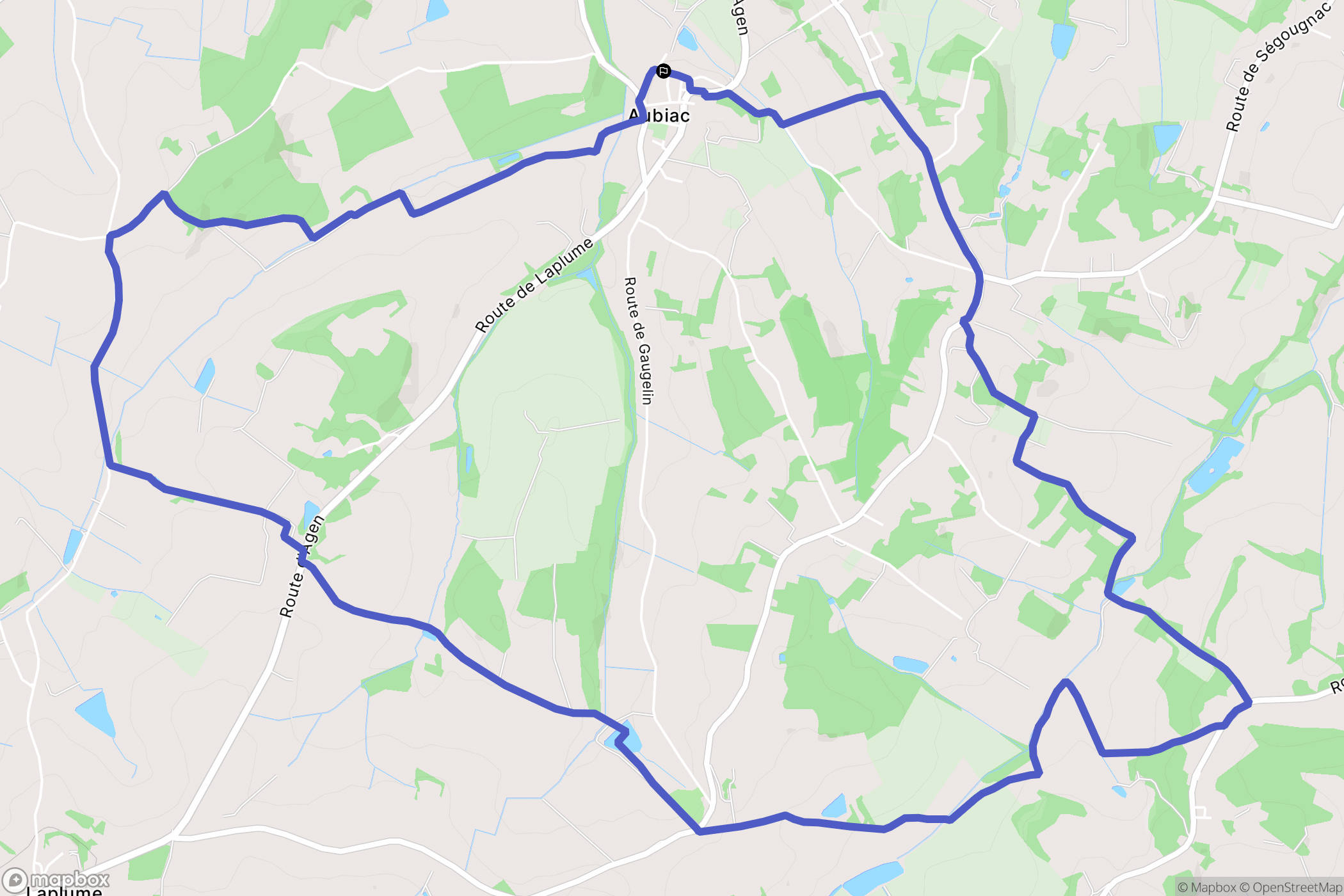 Aubiac : carte du parcours de randonnée - France