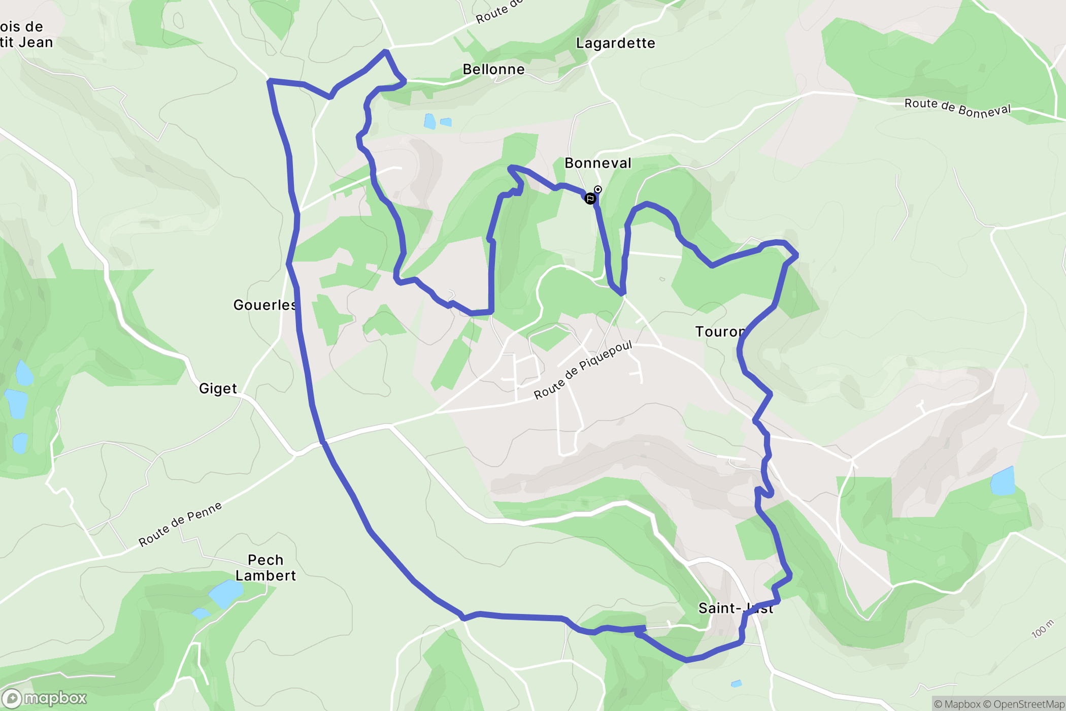 Hautefage-la-Tour : carte du parcours de randonnée - France