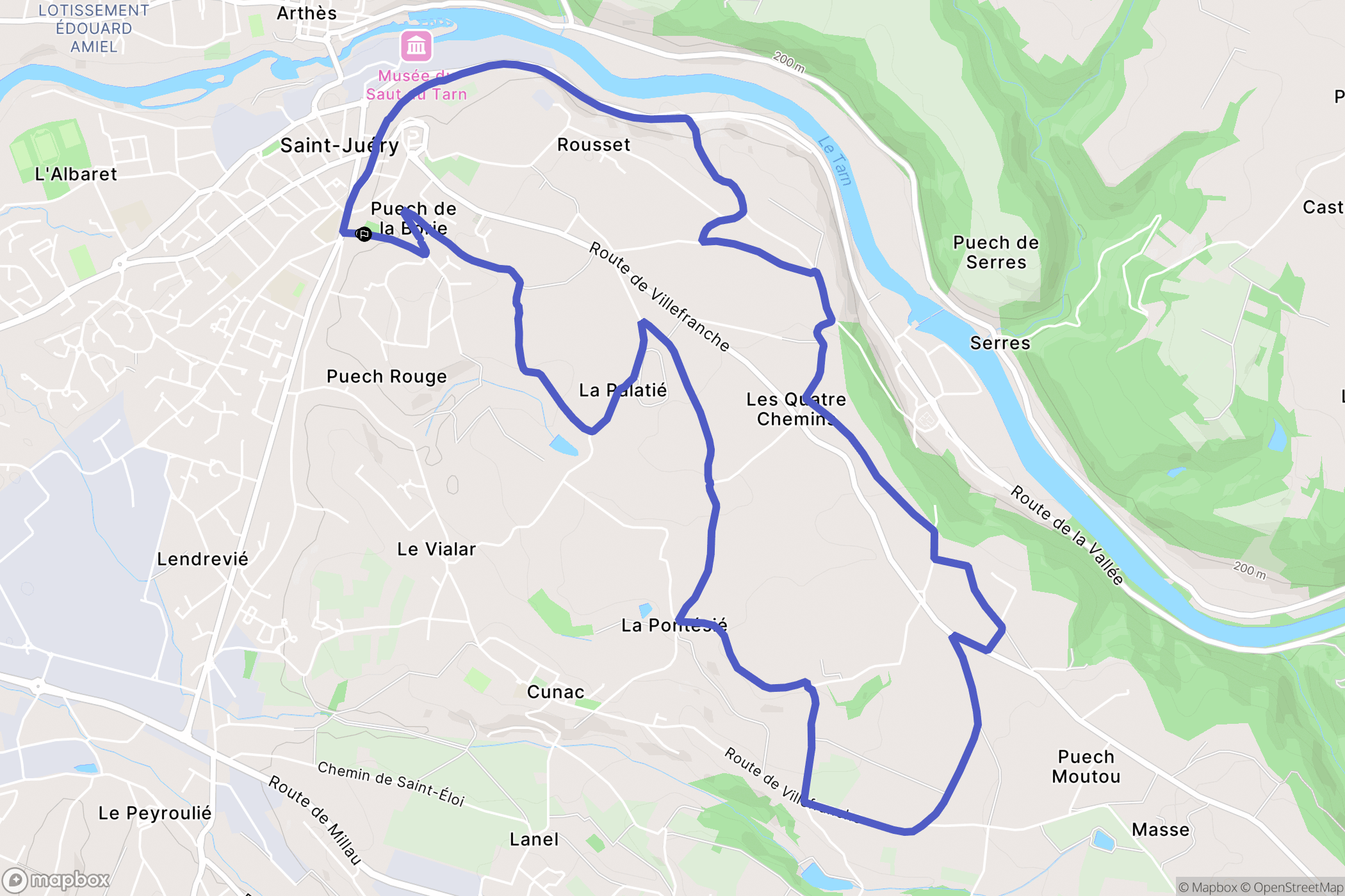 Saint-Juéry : carte du parcours de randonnée - France