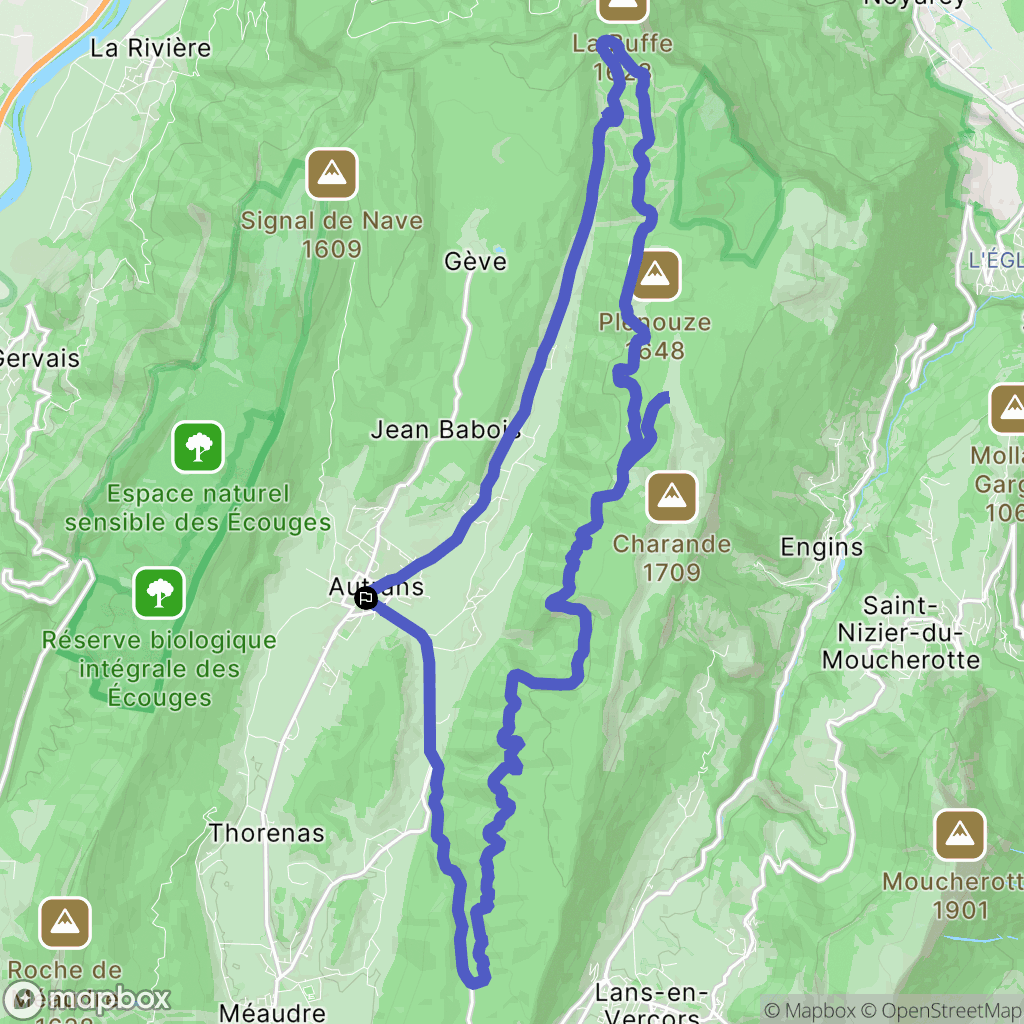 Autrans : carte du parcours de randonnée - France