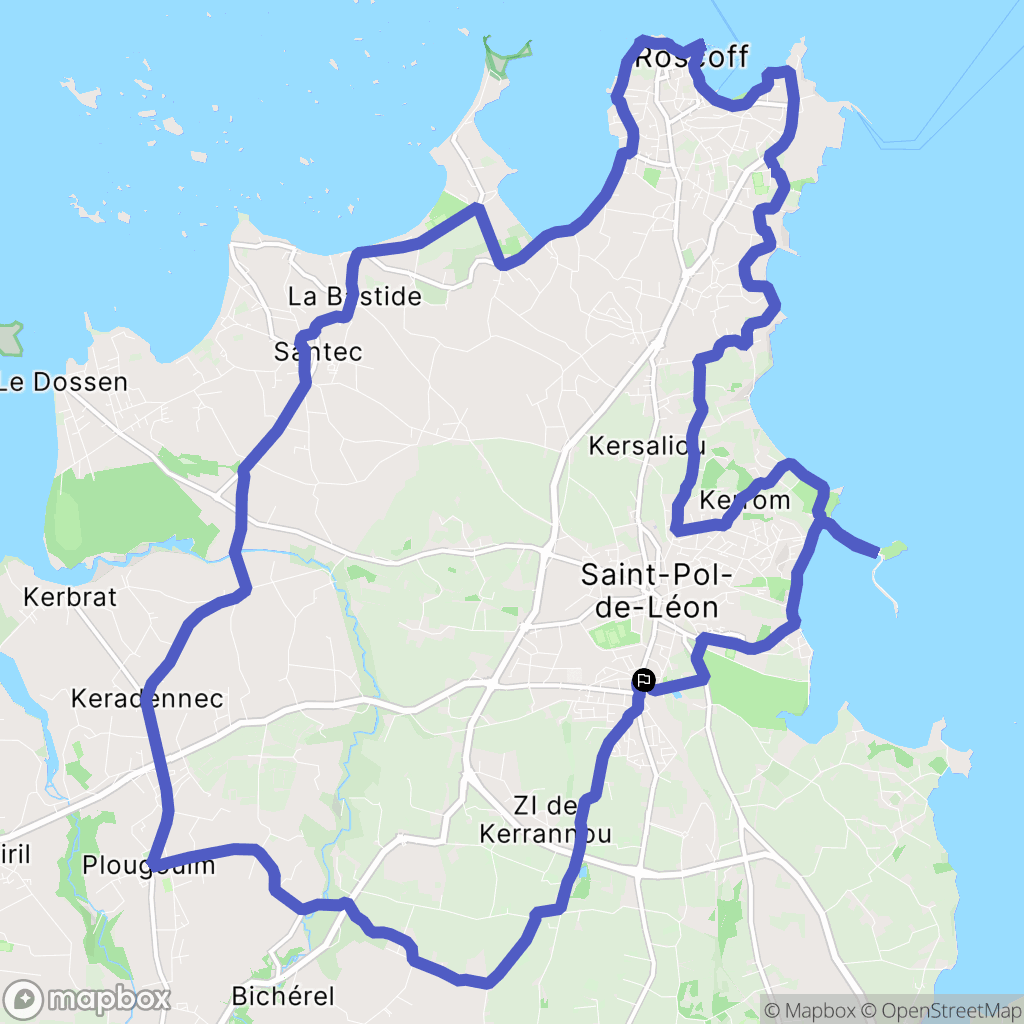 Mezarc'hant, Saint-Pol-de-Léon : carte du parcours de randonnée - France