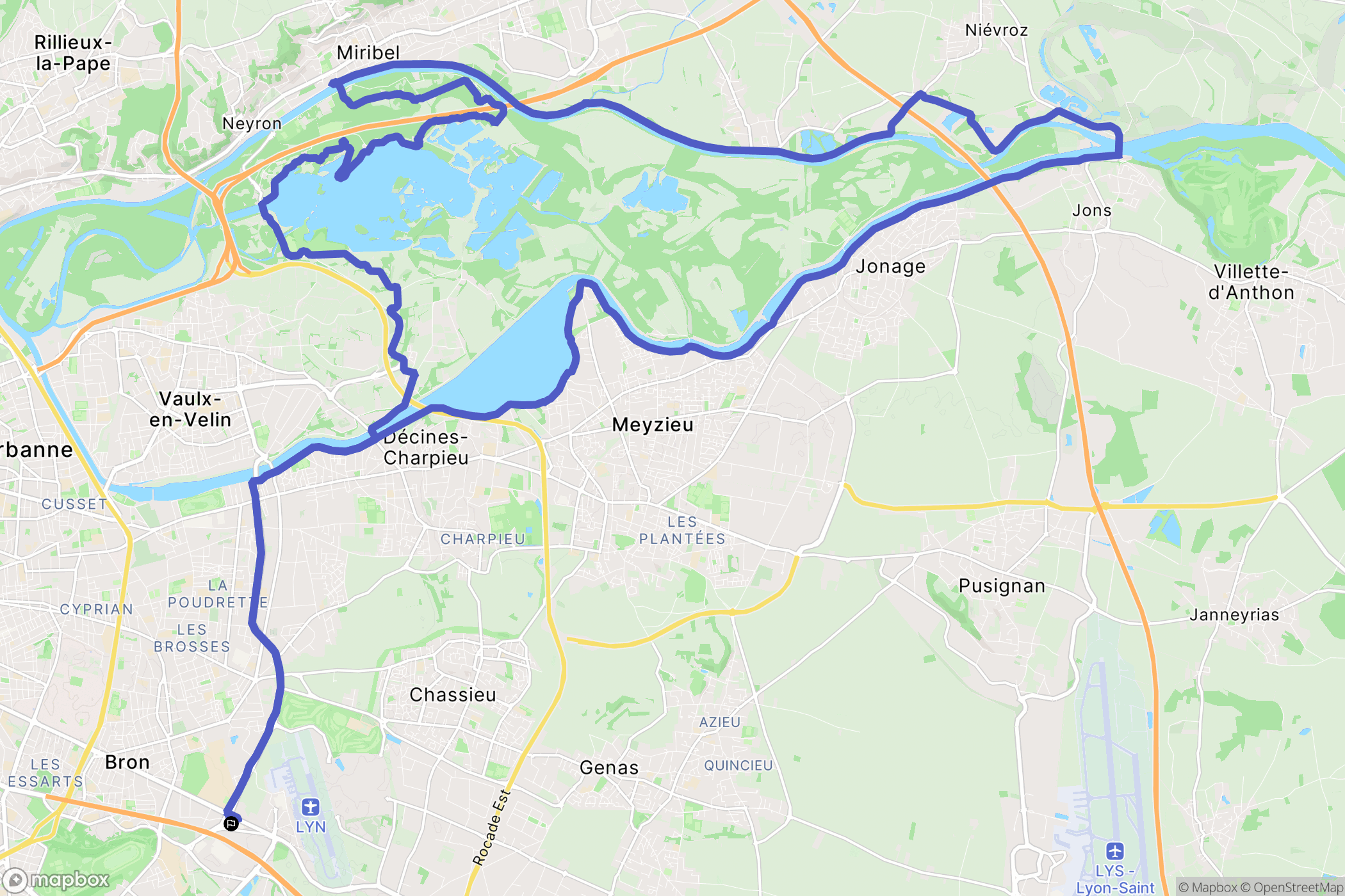 Bron : carte du parcours de randonnée - France