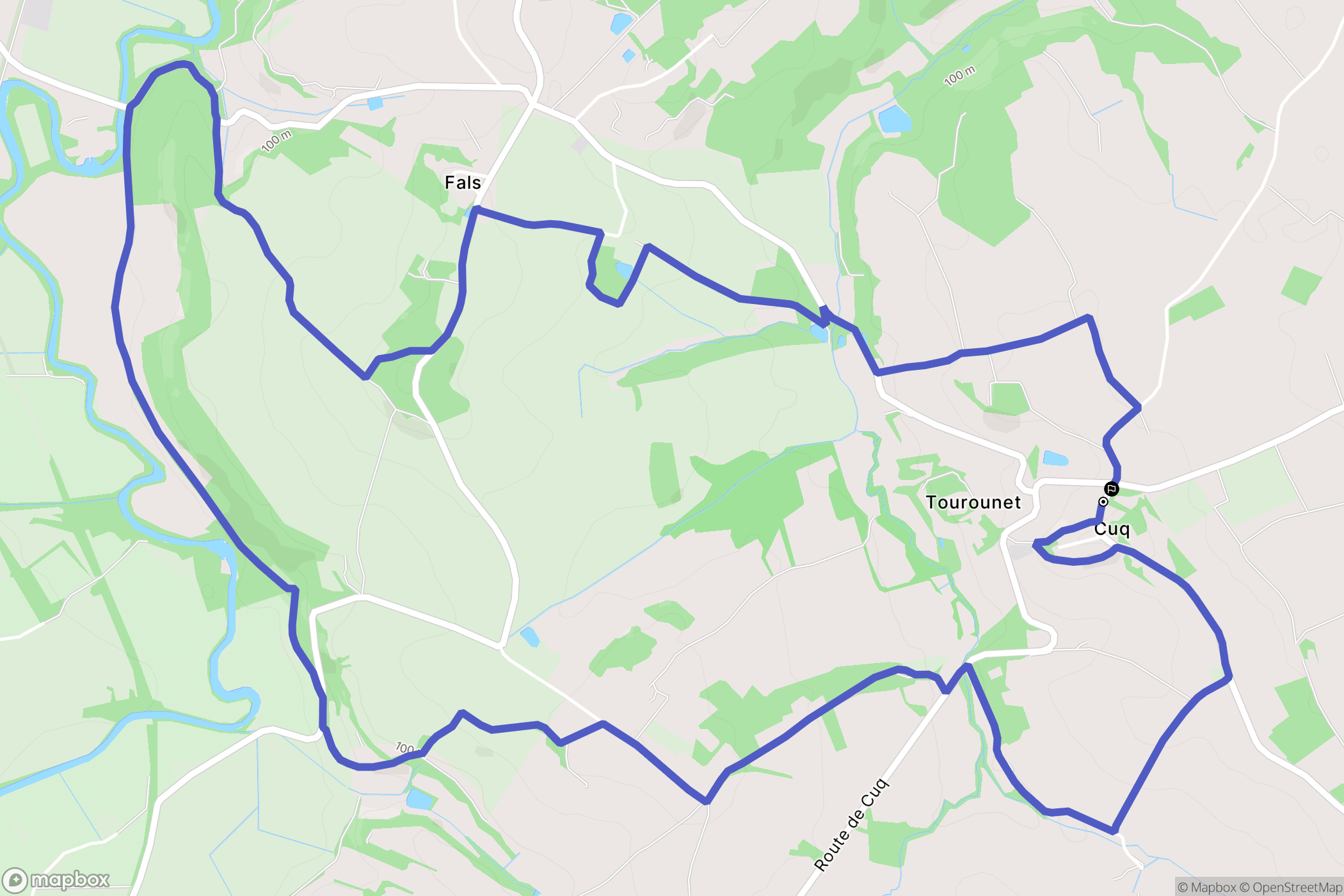 Cuq : carte du parcours de randonnée - France