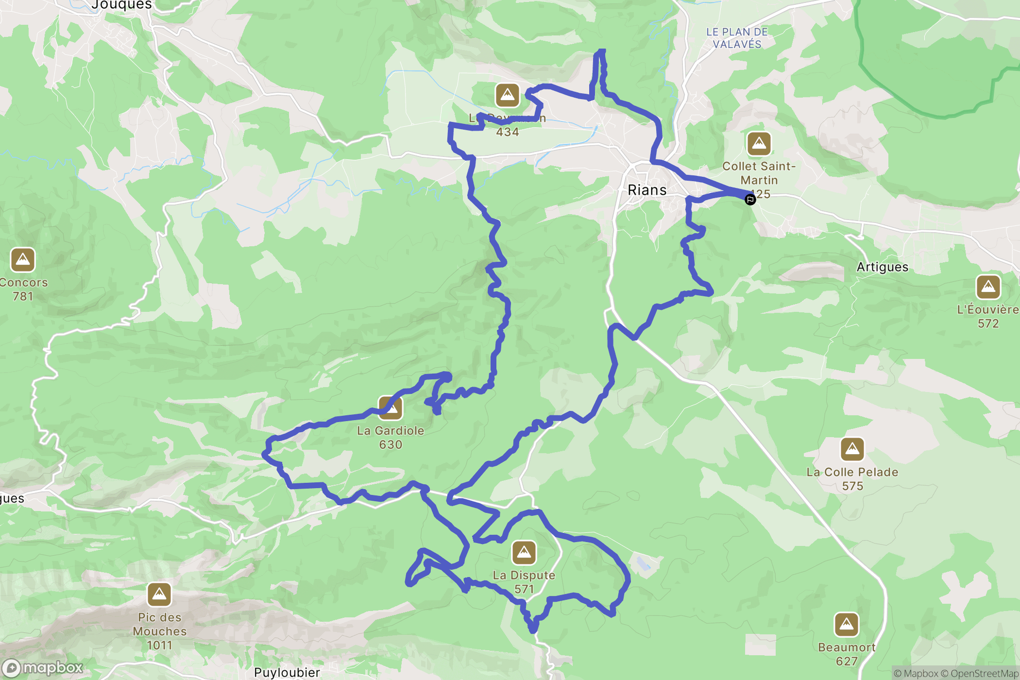 Rians : carte du parcours de randonnée - France