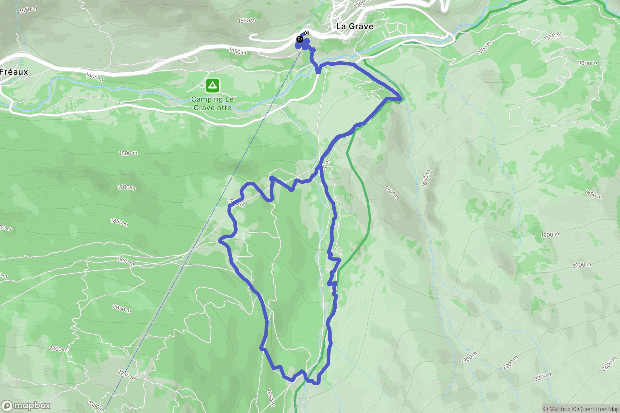 La Grave : carte du parcours de randonnée - France