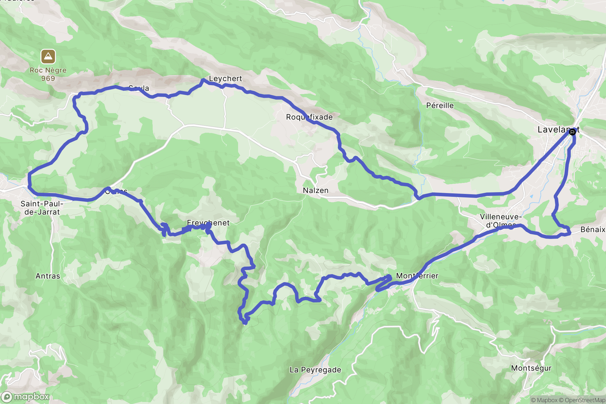 Lavelanet : carte du parcours de randonnée - France