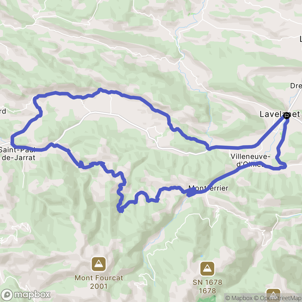Lavelanet : carte du parcours de randonnée - France