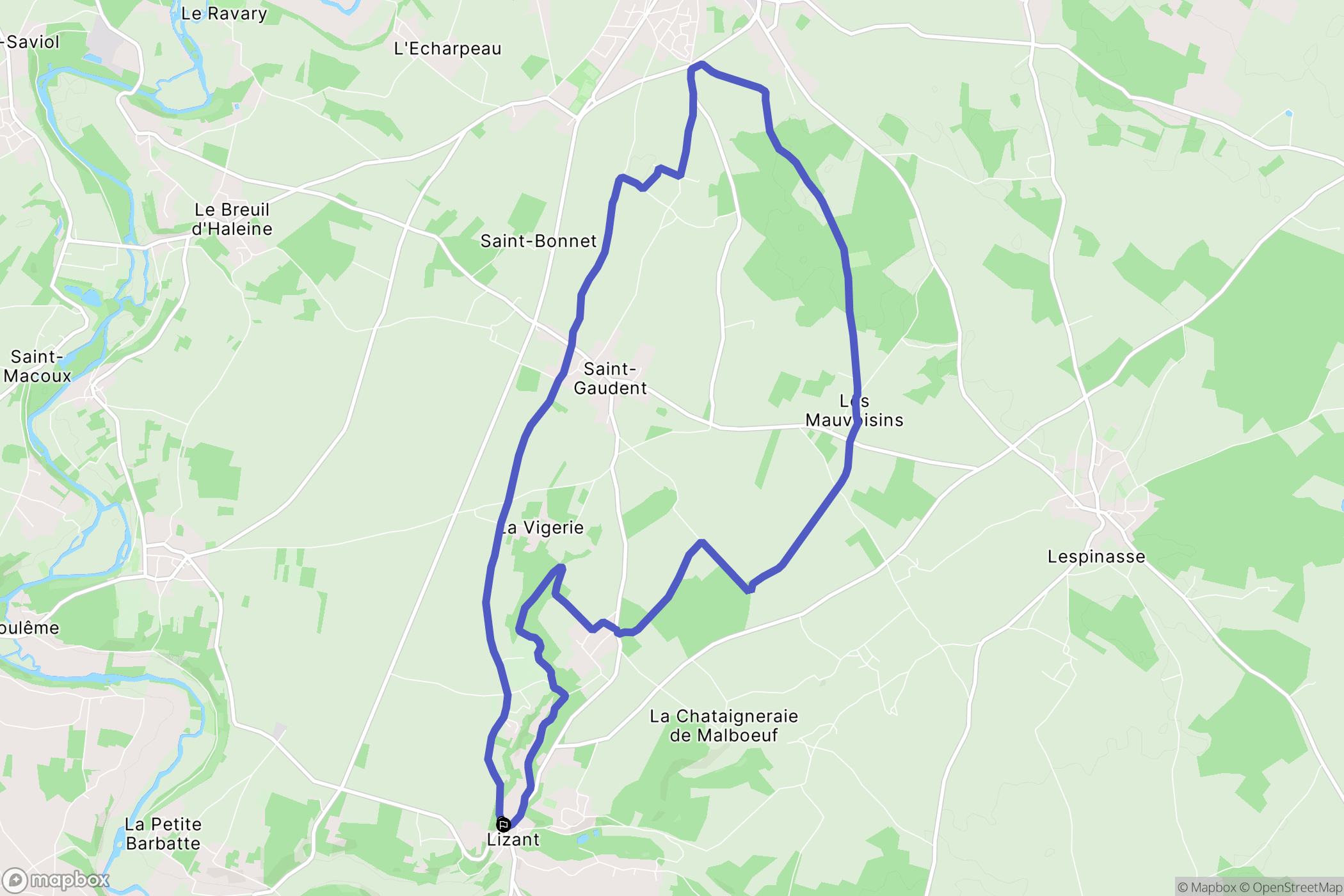Lizant : carte du parcours de randonnée - France