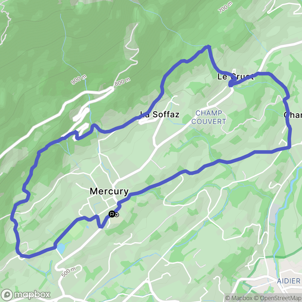 Mercury : carte du parcours de randonnée - France