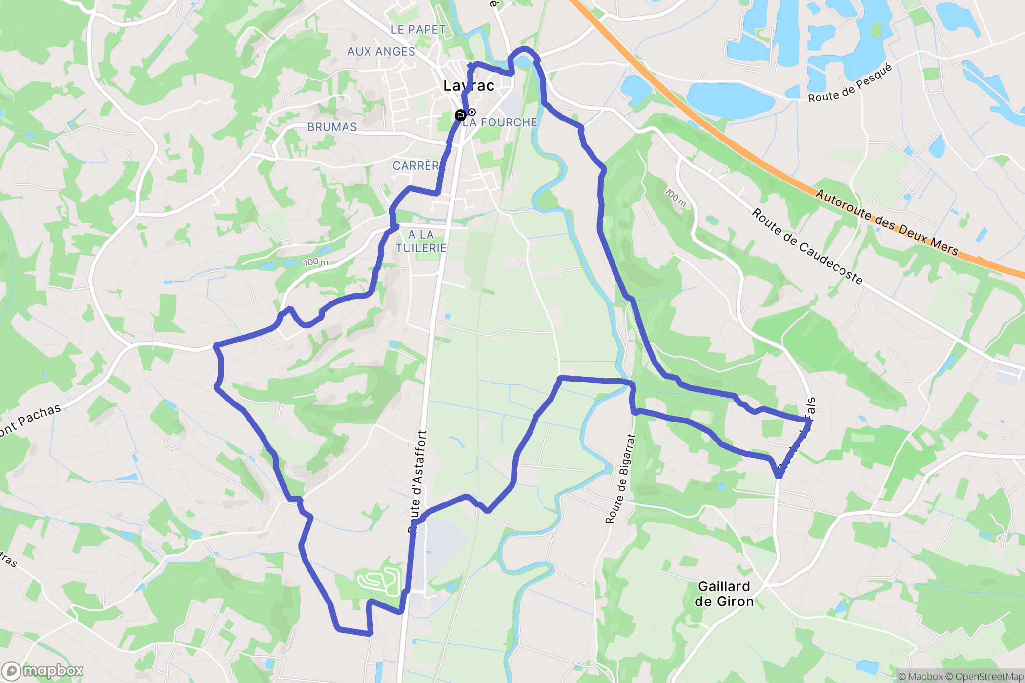 Layrac : carte du parcours de randonnée - France