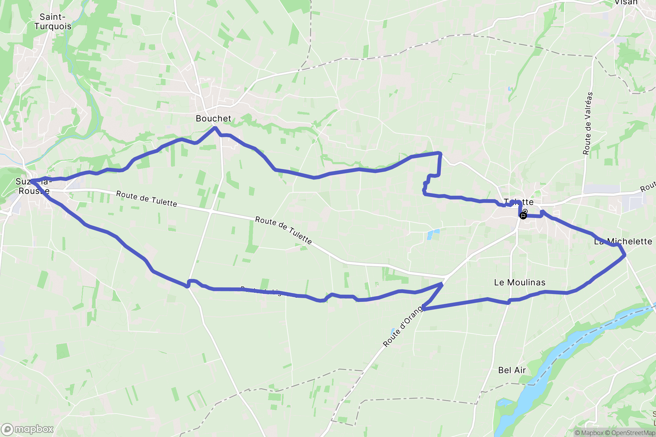 Tulette : carte du parcours de randonnée - France