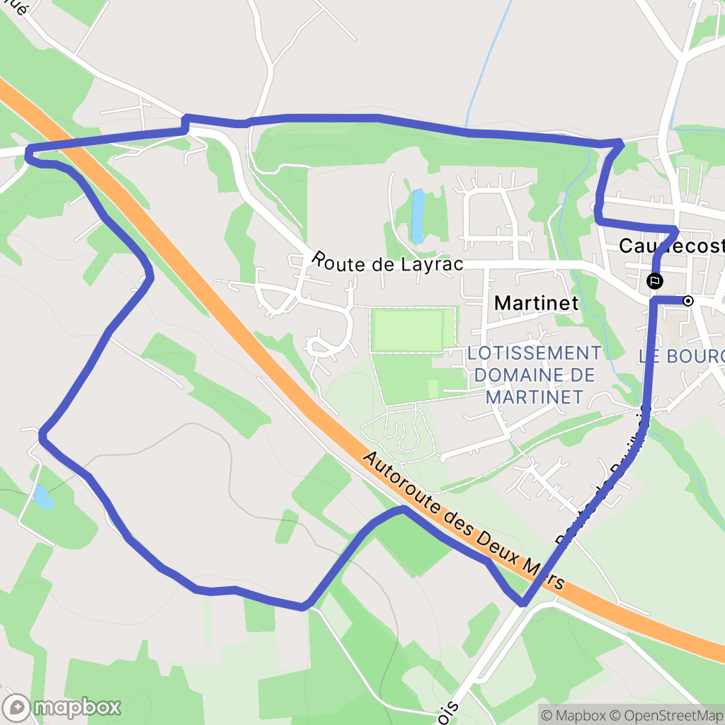 Caudecoste : carte du parcours de randonnée - France