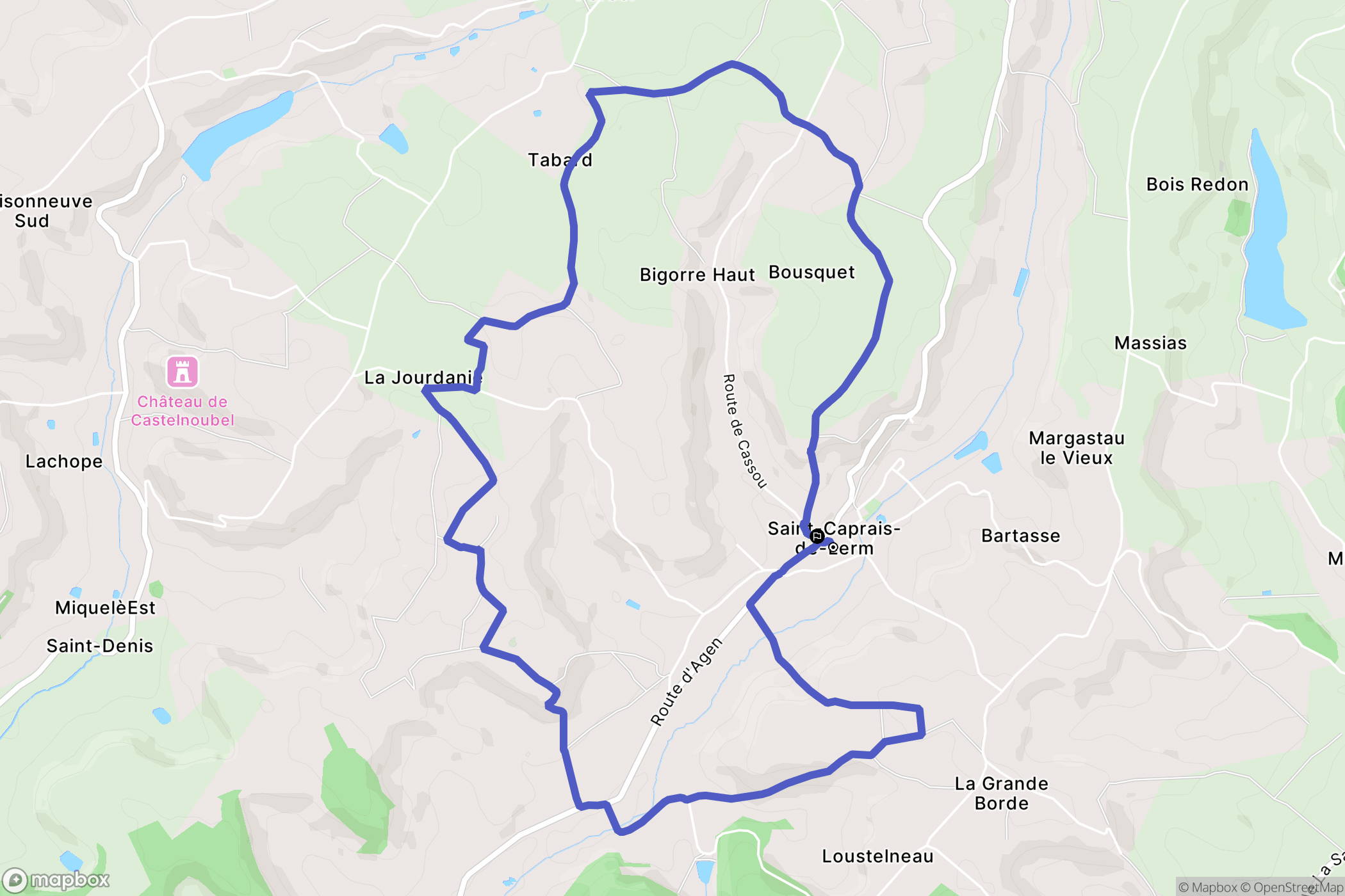 Saint Caprais de Lerm : carte du parcours de randonnée - France