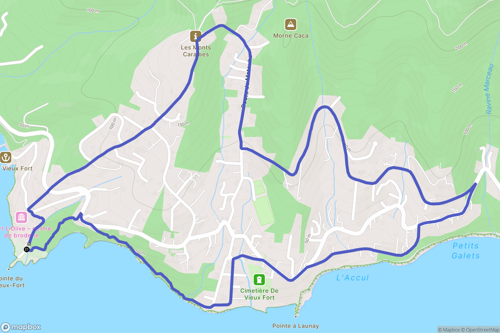 Vieux Fort : carte du parcours de randonnée - France