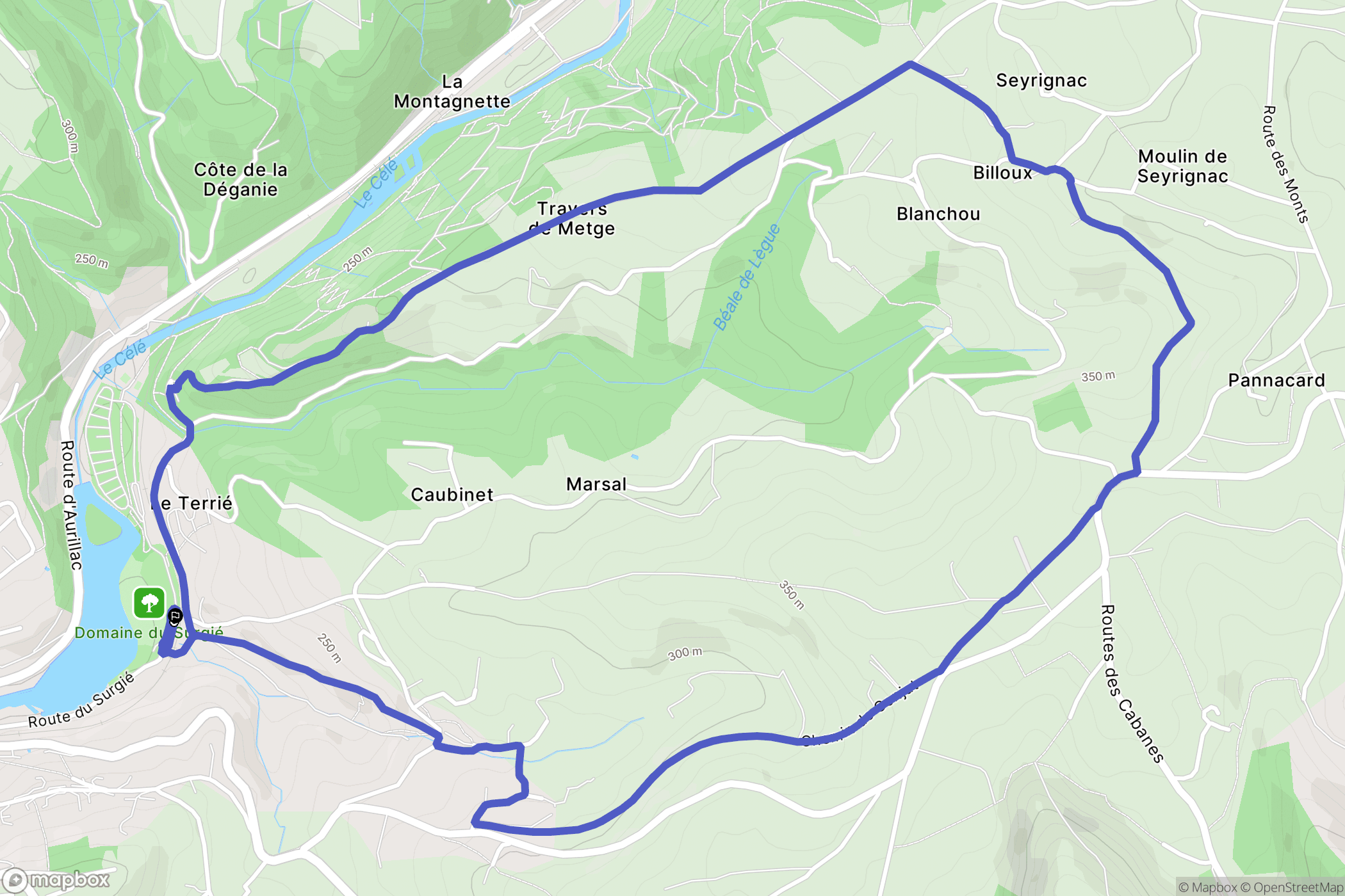 Figeac : carte du parcours de randonnée - France