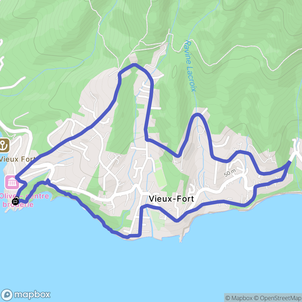 Vieux Fort : carte du parcours de randonnée - France