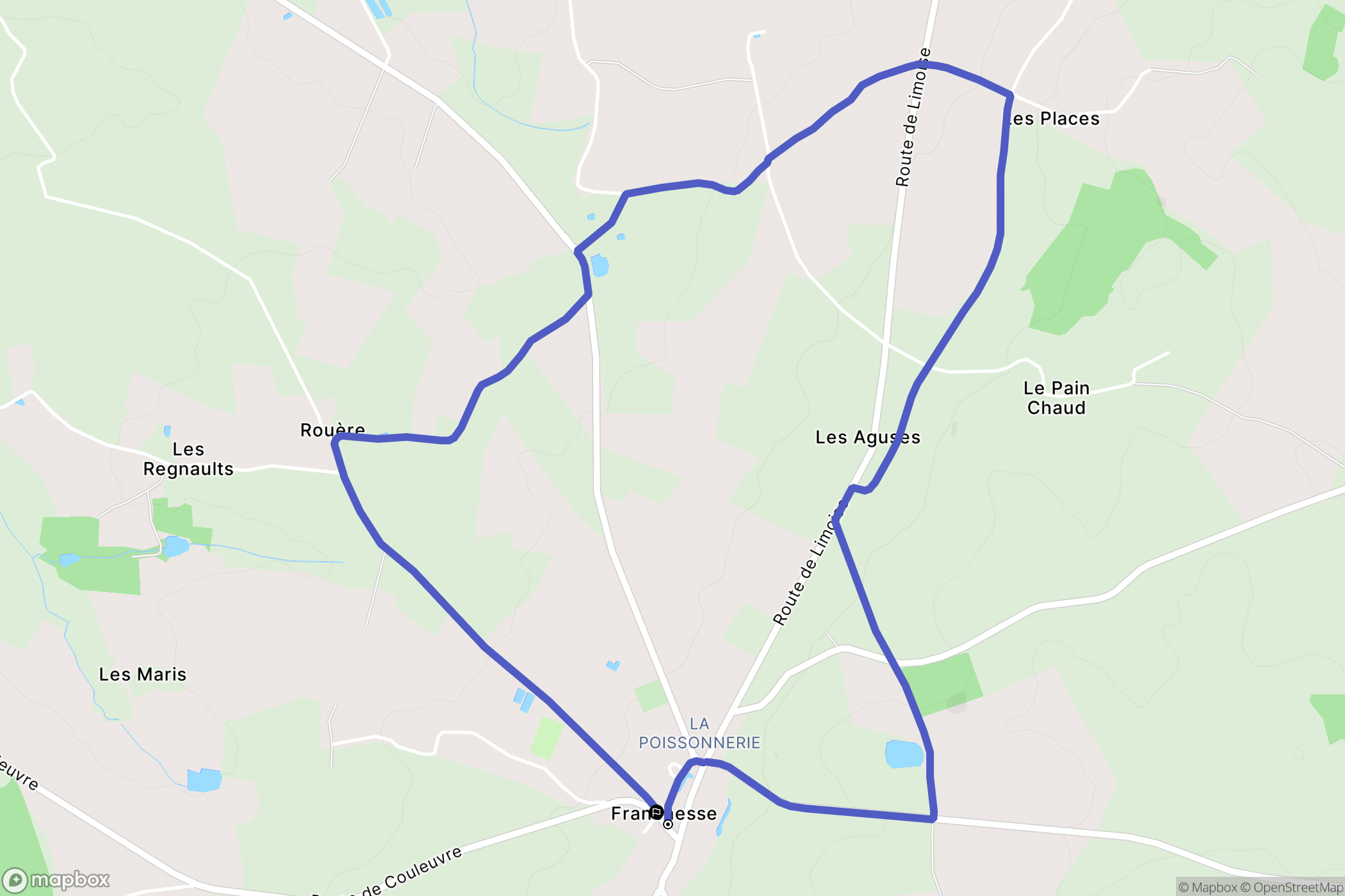 Franchesse : carte du parcours de randonnée - France