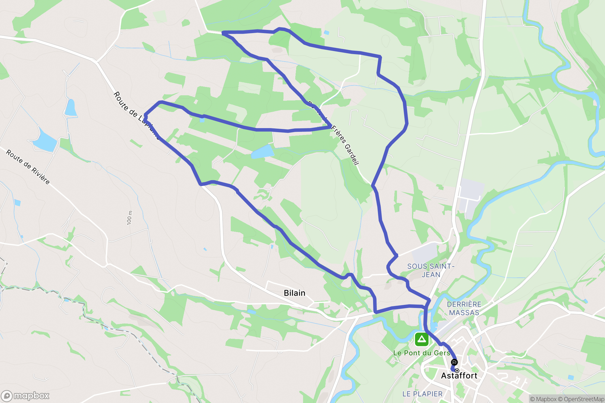 Astaffort : carte du parcours de randonnée - France