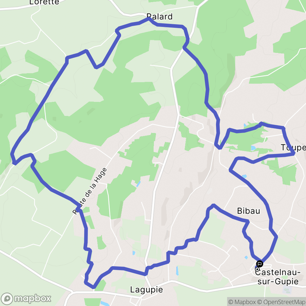 Castelnau-sur-Gupie : carte du parcours de randonnée - France