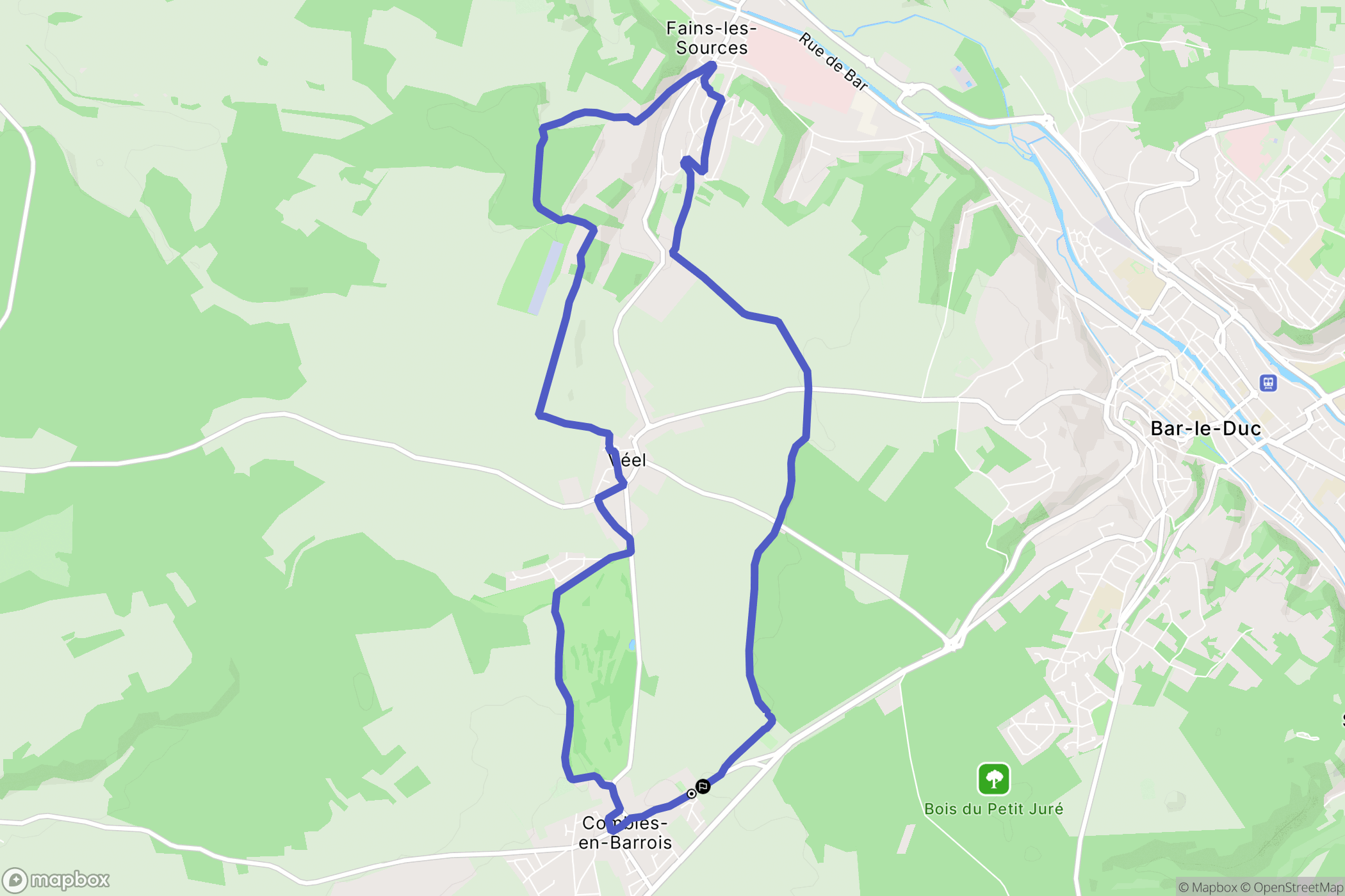 Combles-en-Barrois : carte du parcours de randonnée - France