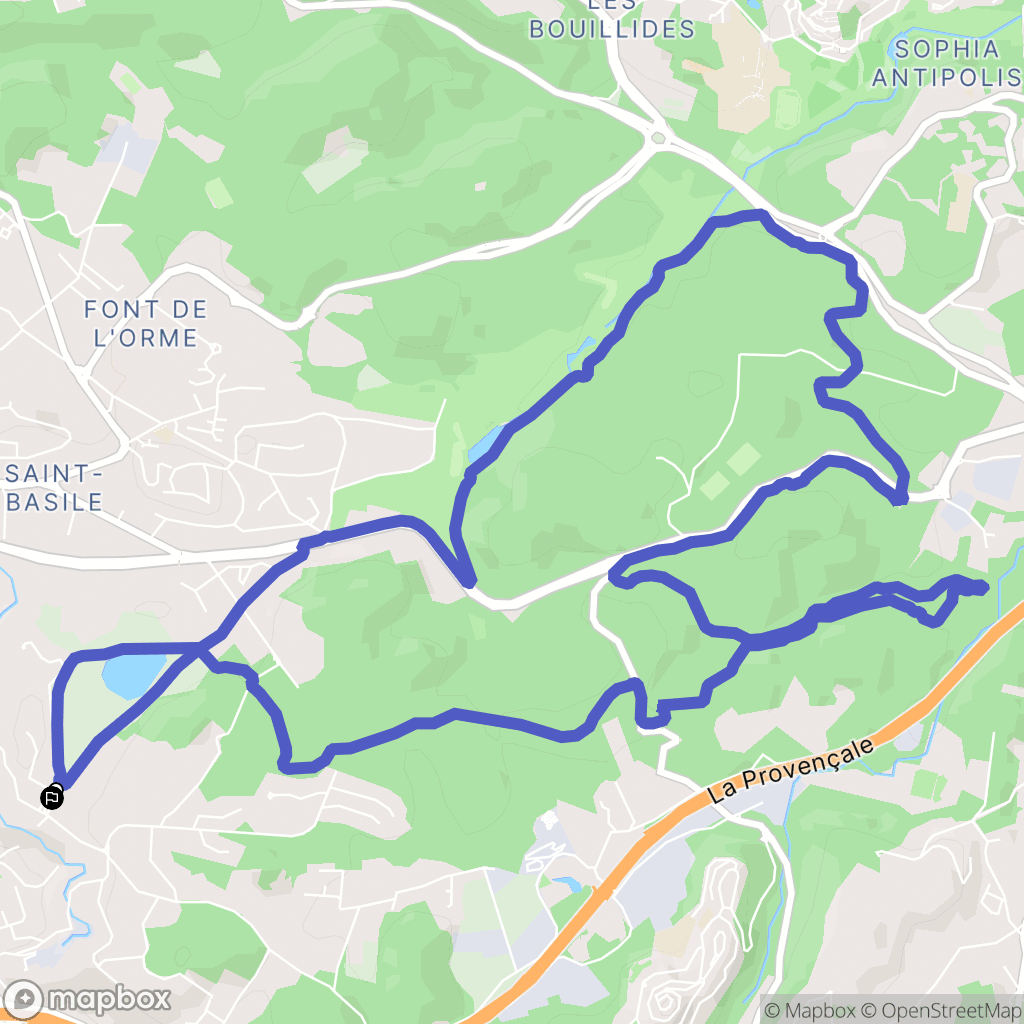 L'Etang, Mougins : carte du parcours de randonnée - France