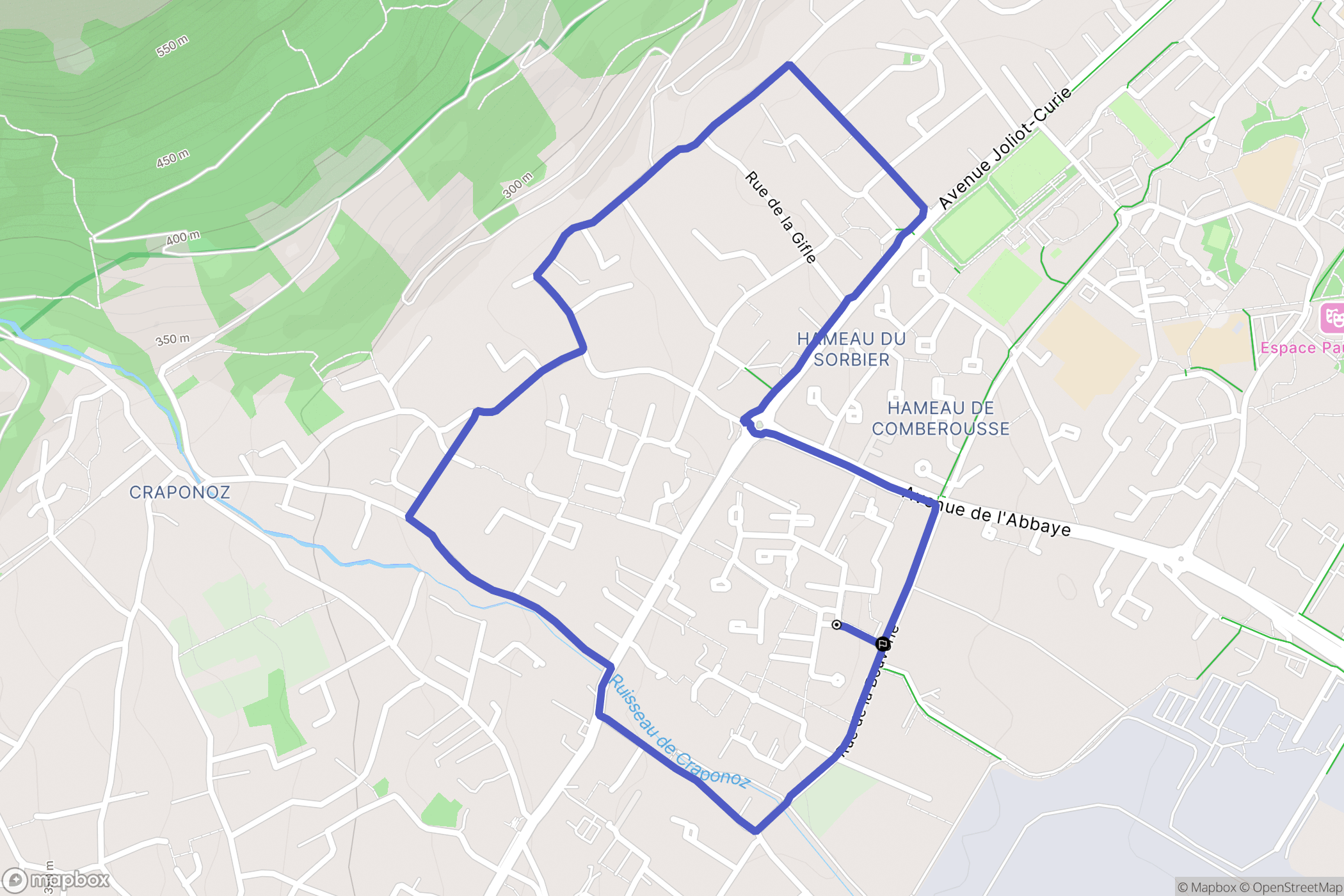 Crolles : carte du parcours de randonnée - France