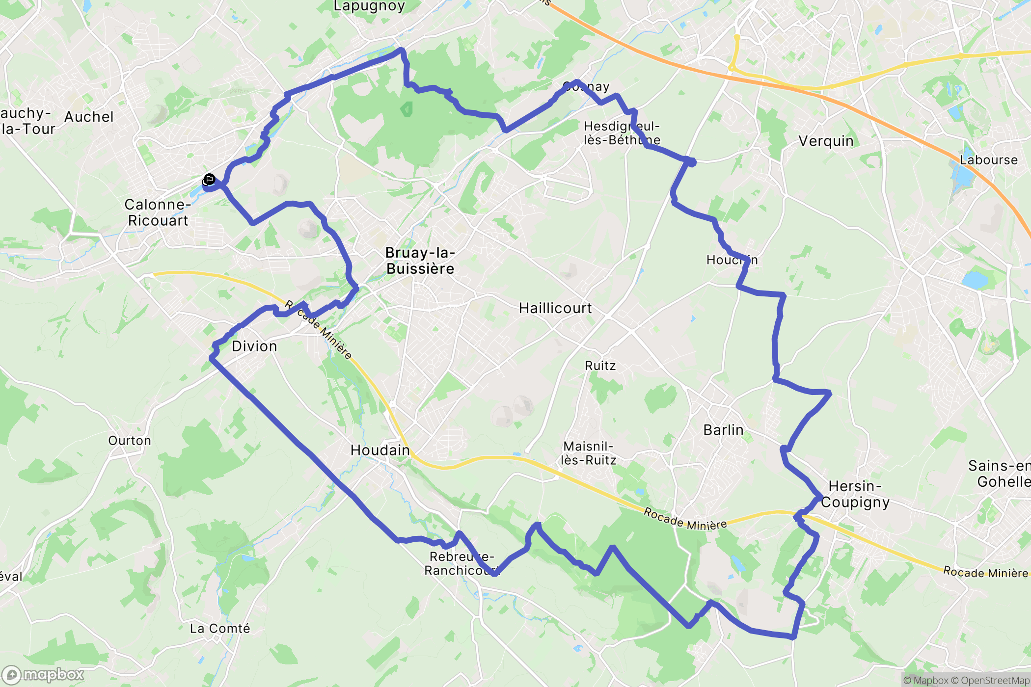 Marles-les-Mines : carte du parcours de randonnée - France
