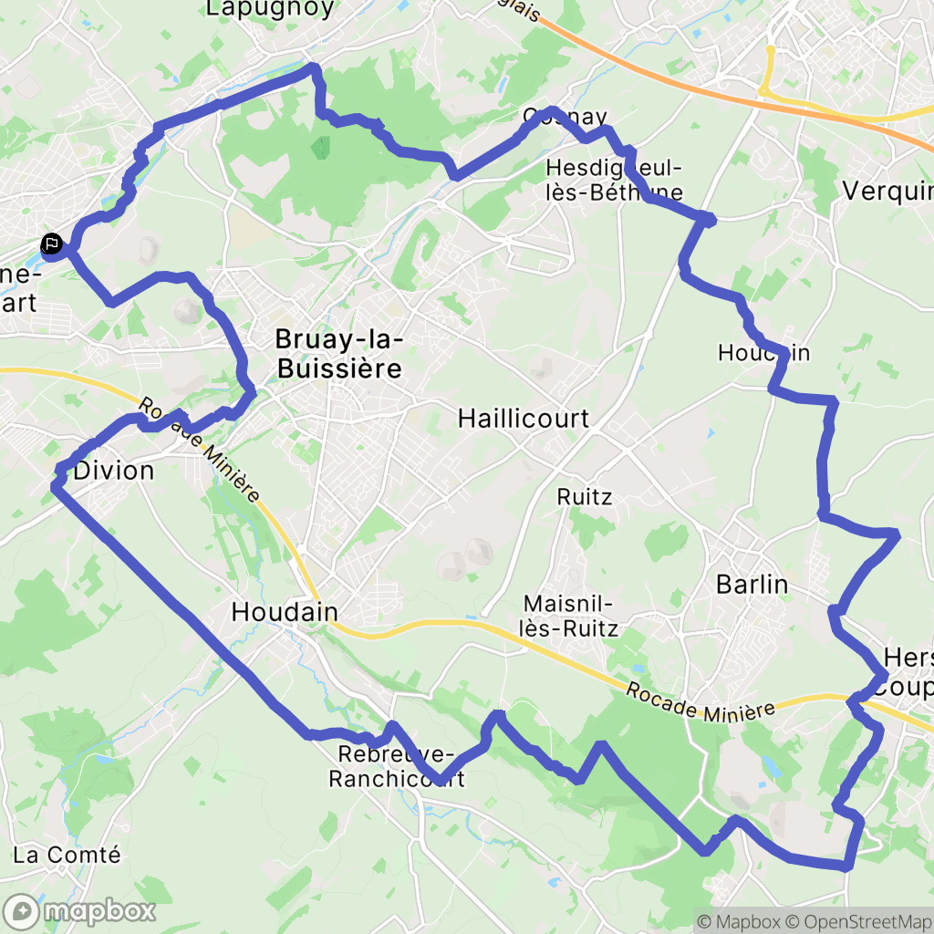 Marles-les-Mines : carte du parcours de randonnée - France
