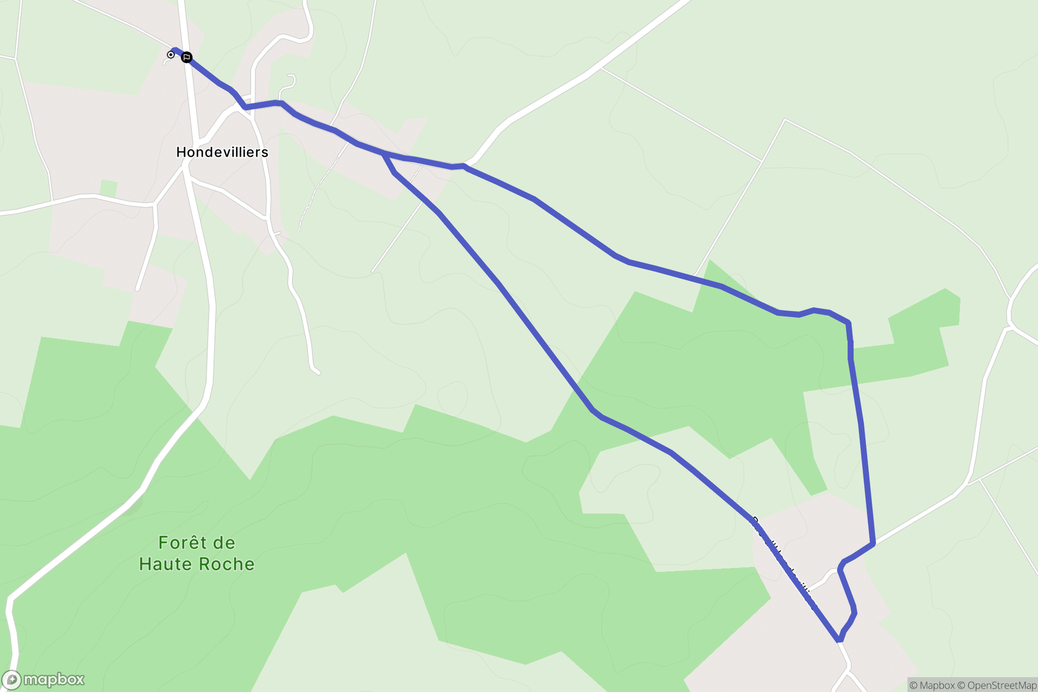Hondevilliers : carte du parcours de randonnée - France