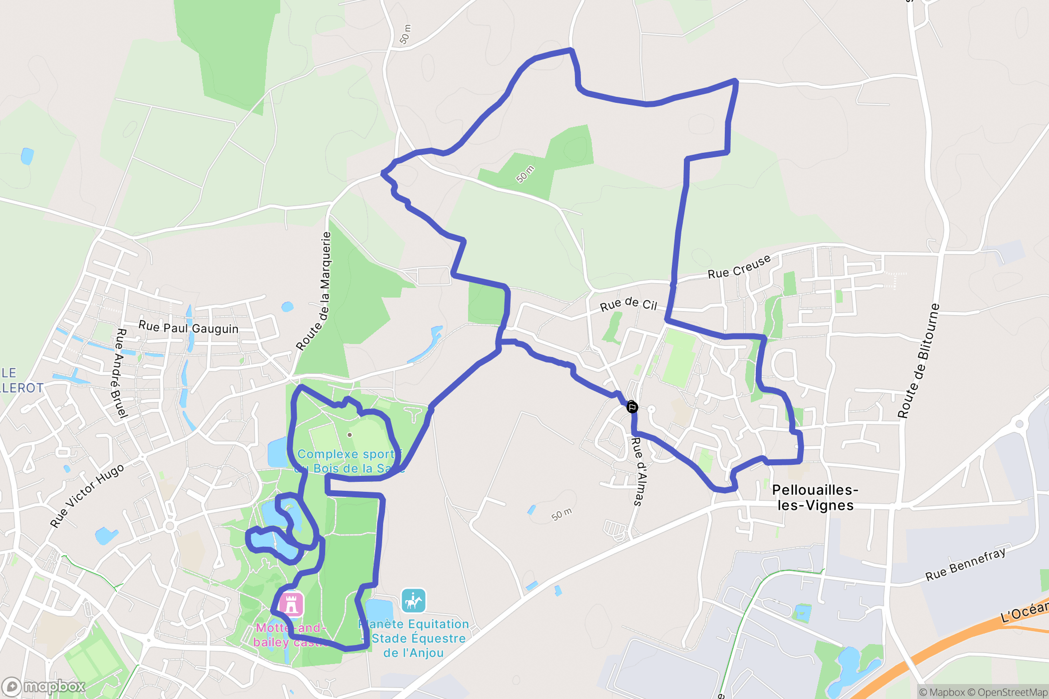Verrières-en-Anjou : carte du parcours de randonnée - France