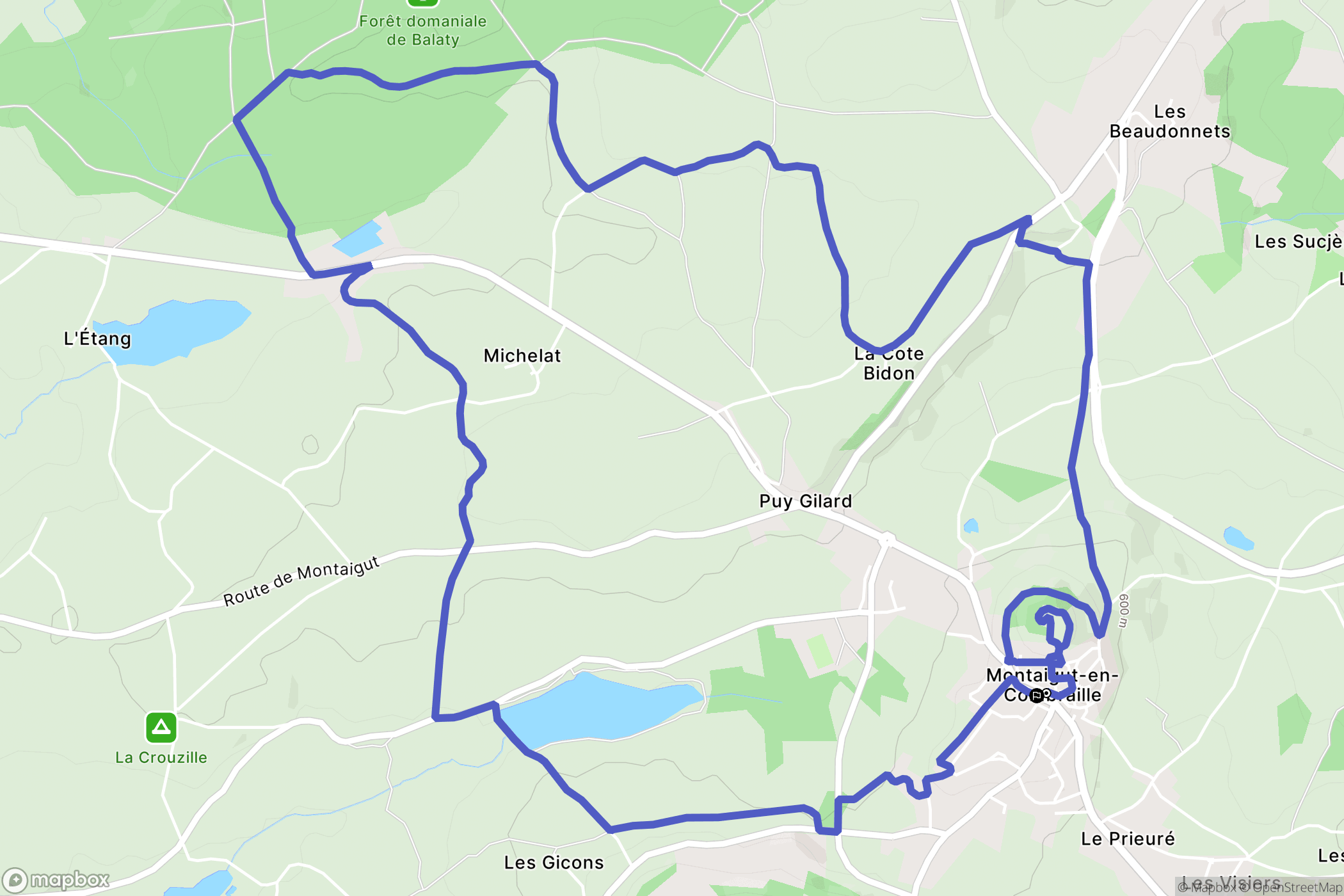 Montaigut : carte du parcours de randonnée - France